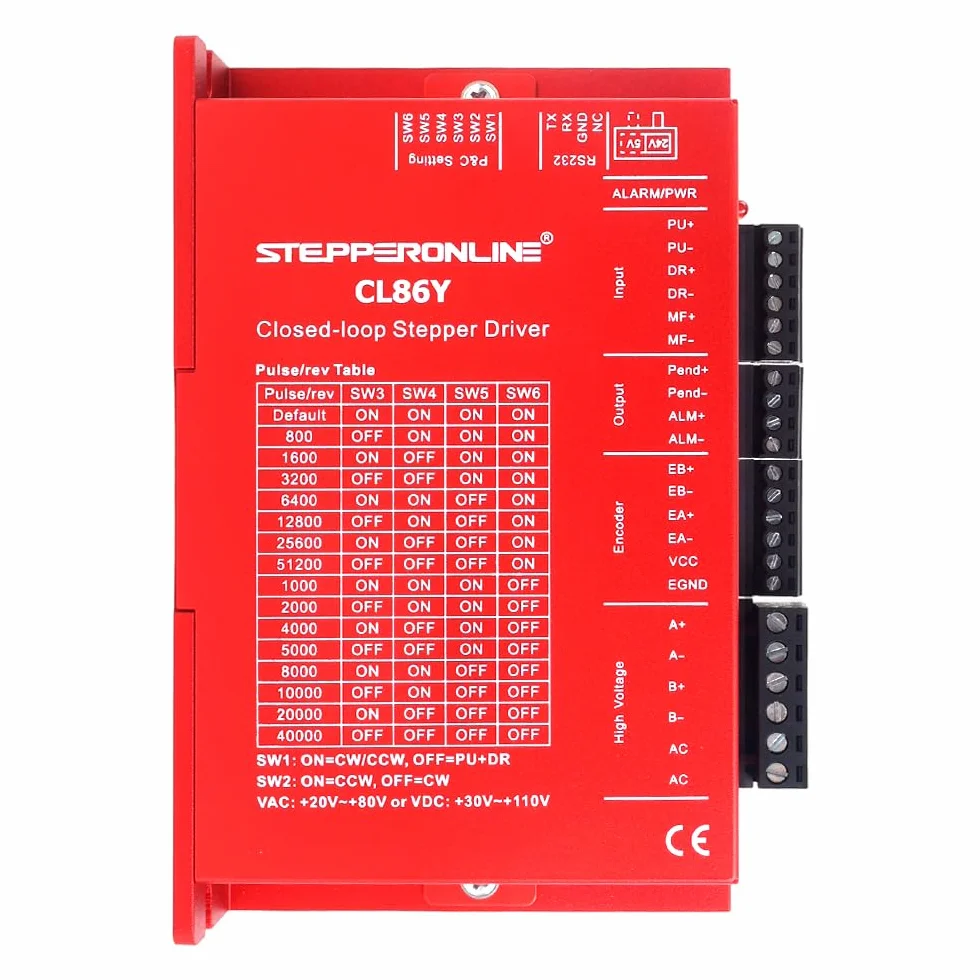 STEPPERONLINE YS Serie 1-Achs Closed-Loop Stepper-Kit V2.0 12,0 Nm (1699,34 oz.in) Motor Nema 34 con cable de 2,0 m y controlador 2.0 0-8,5 A 20-80 VAC/30-110VDC