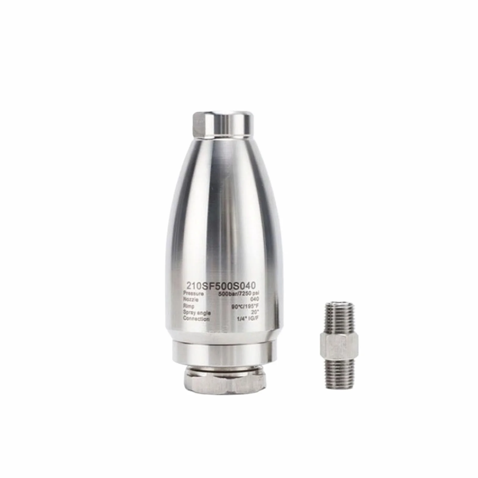 Boquilla giratoria Turbo de Agua de Alta presión de 1/4" Hembra, 500 Bar, 7200 PSI, conexión rápida con núcleo cerámico