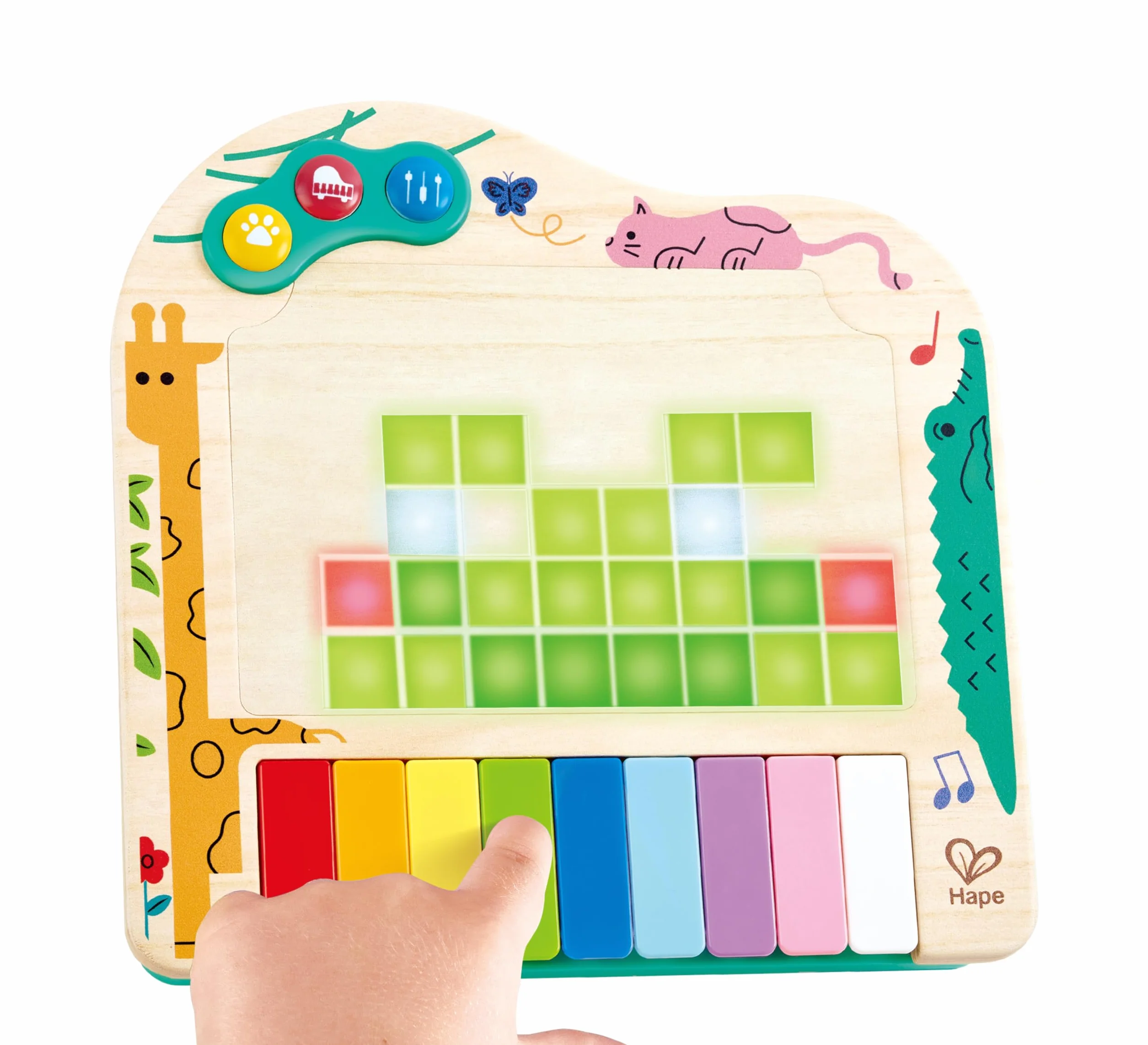 Hape Pixel Piano, Juguete Infantil de Madera, Instrumento Interactivo con Luces y Sonidos
