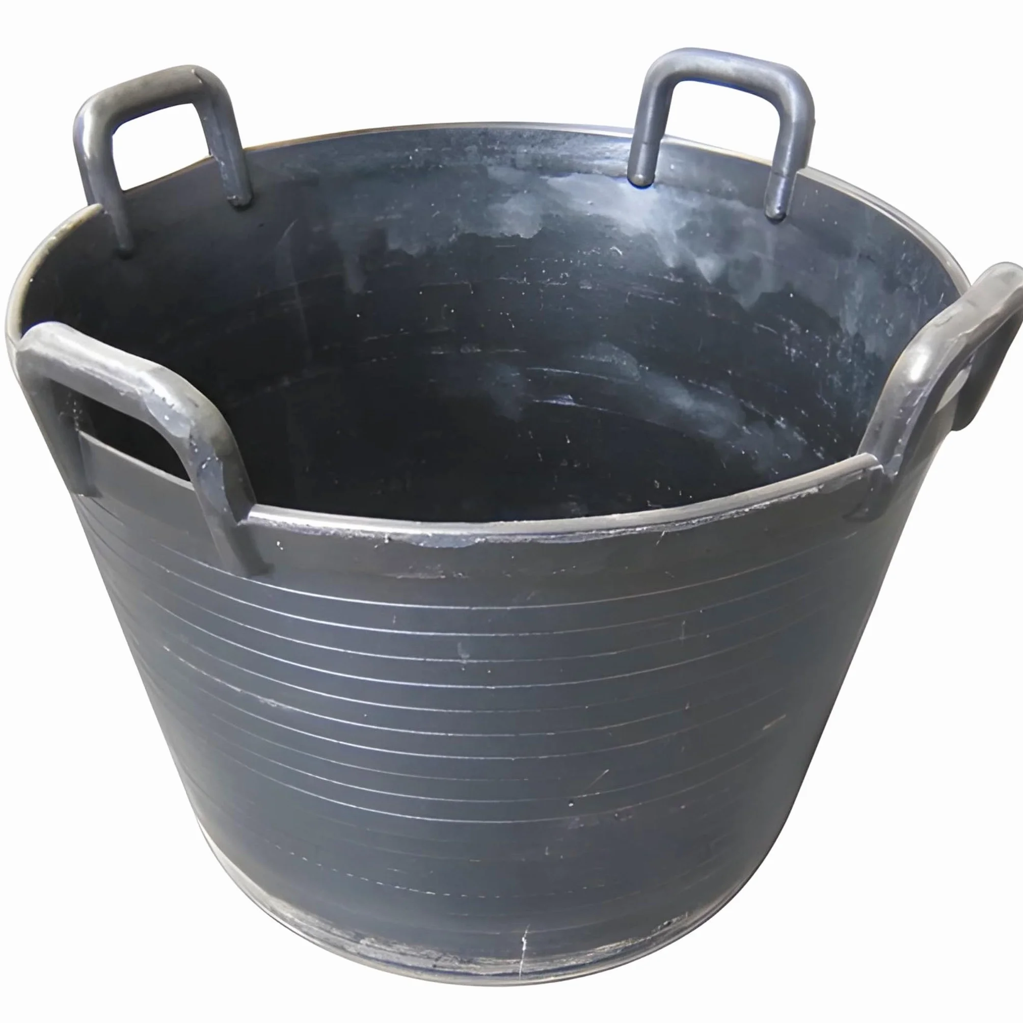 Bricoloco Capazo Espuerta de goma caucho con 4 Asas – Obra, jardín, reciclaje, ganadería - Altura 410 mm y Boca de 580 mm – Capacidad 85 litros (1)