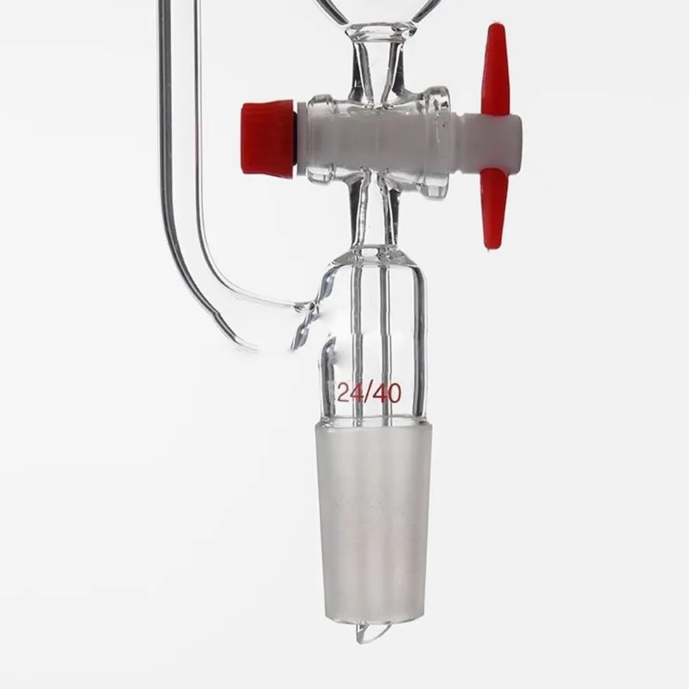 Cristalería de Laboratorio Embudo de vidrio de laboratorio de 10 ml a 1000 ml con boca estándar y tapón cilíndrico de separación por goteo.(1000ml 24x24)