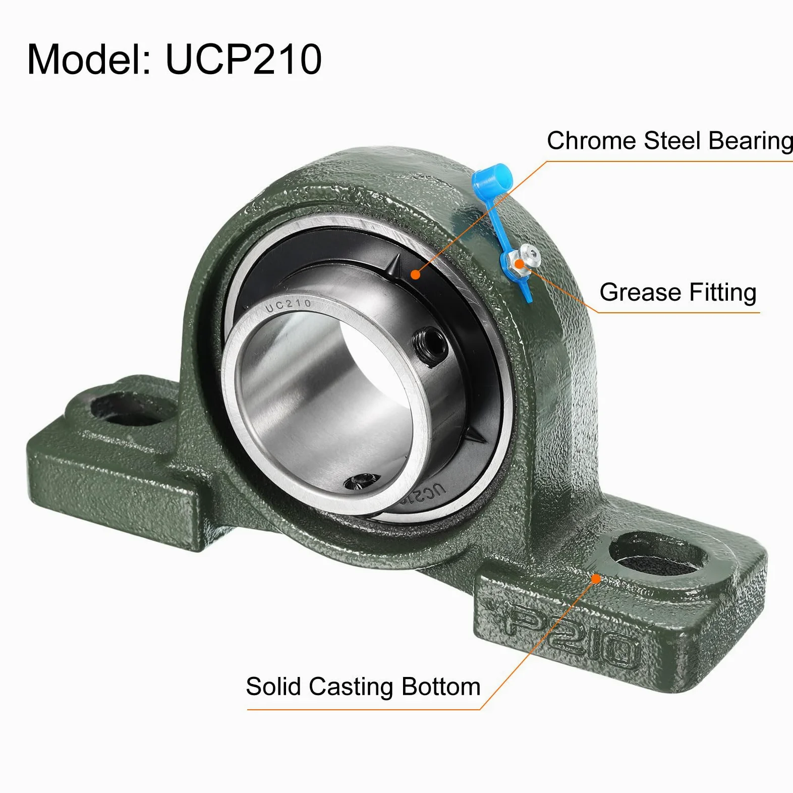 sourcing map UCP210 - Rodamientos de bloque de almohada de 50 mm con autoalineación, base de hierro fundido sólido, rodamientos de acero cromado