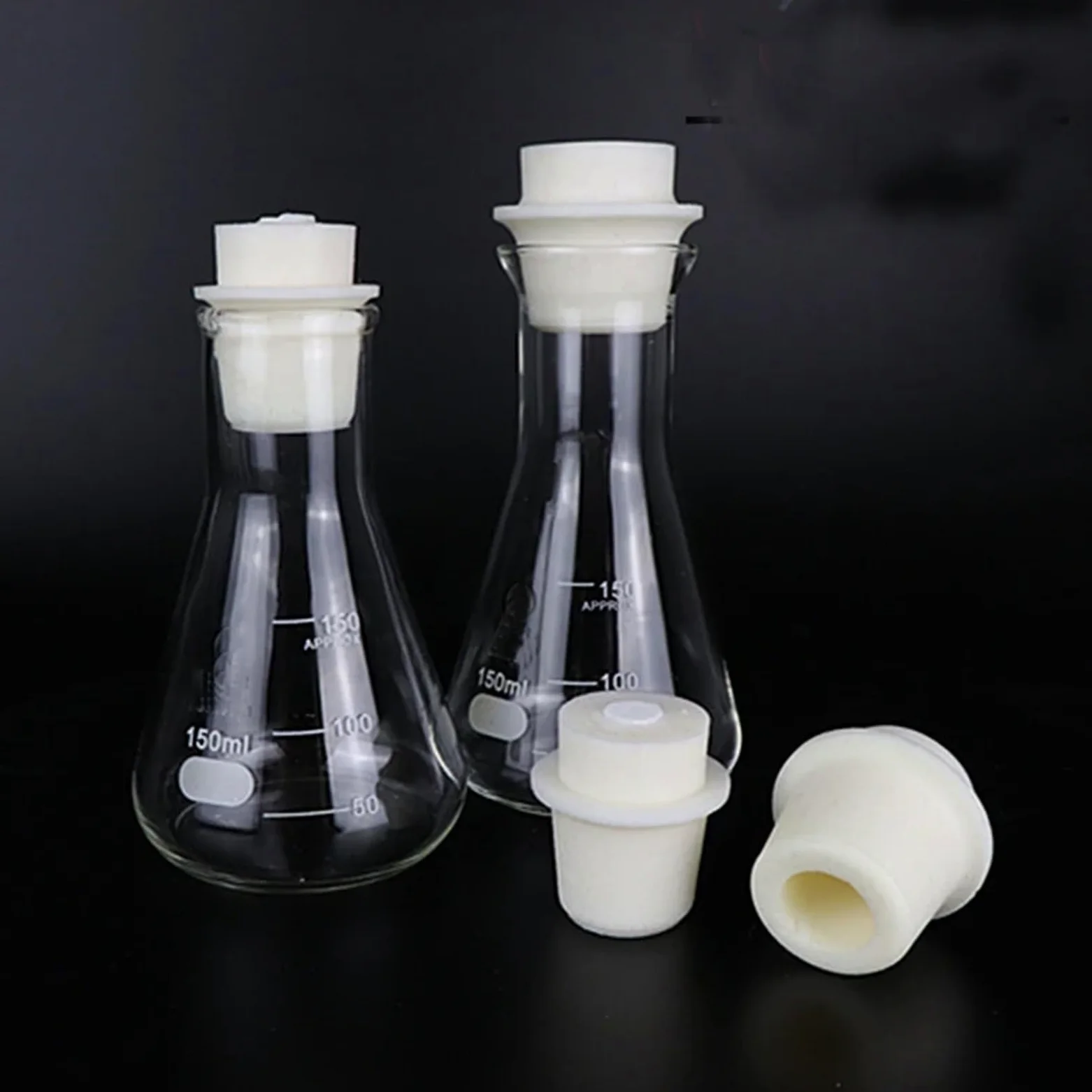10 unids/lote 100mL matraz cónico de vidrio química matraz Erlenmeyer borosilicato equipo de laboratorio de resistencia a altas temperaturas(100ml with cap 10pcs)