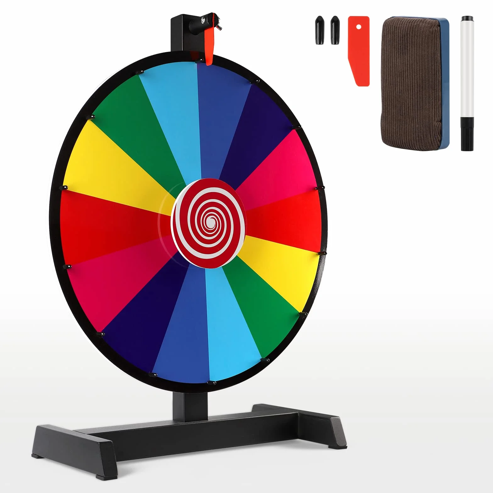 CPROSP Ruleta de la Fortuna 46cm 18'' con 14 Ranuras Personalizables Spinning Prize Wheel Trípode Metálico