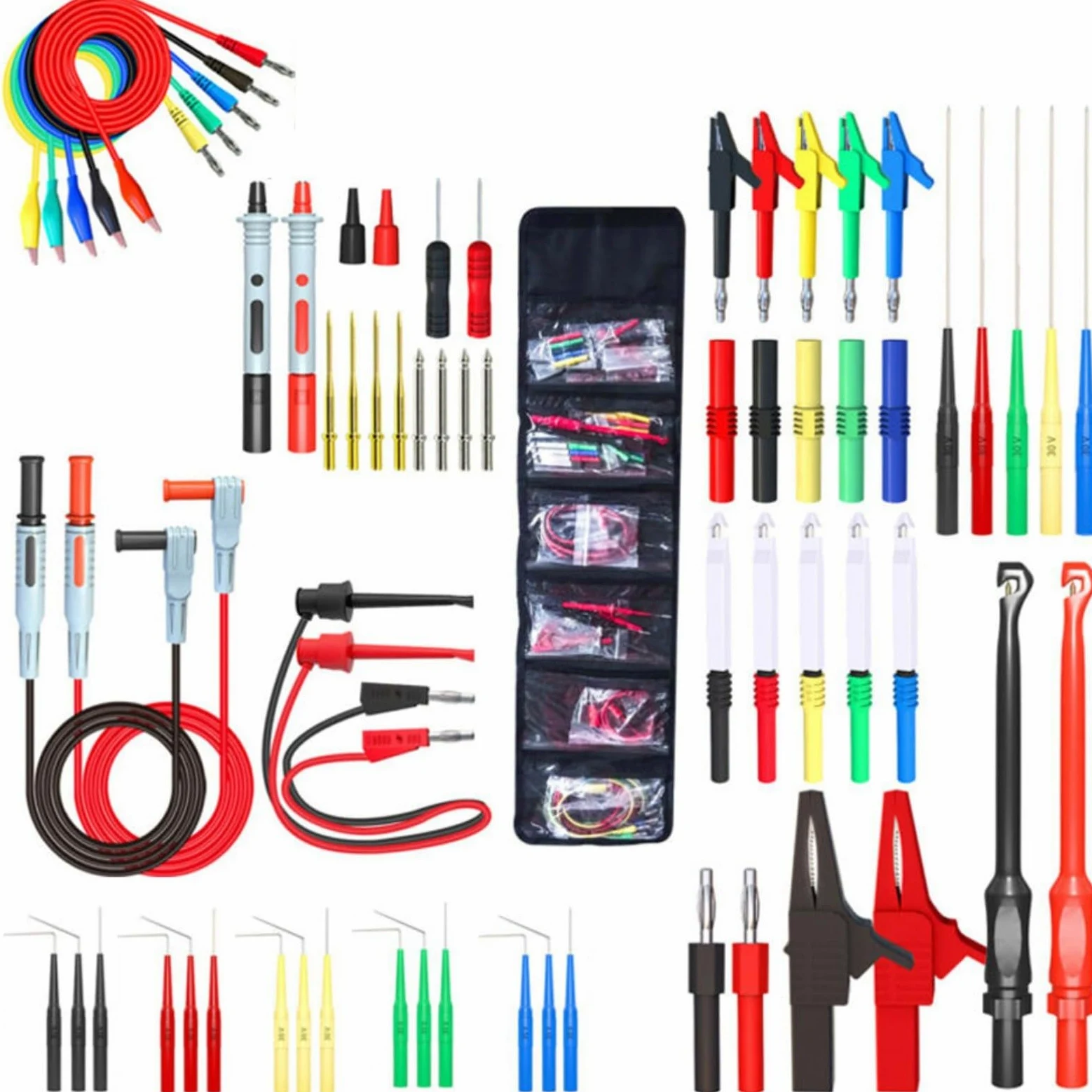 Juego de 61 cables de prueba de multímetro con puntas de prueba inversa, compatible con multímetros Fluke, conector banana de 4 mm, CAT III 1000 V, para automóviles y laboratorios
