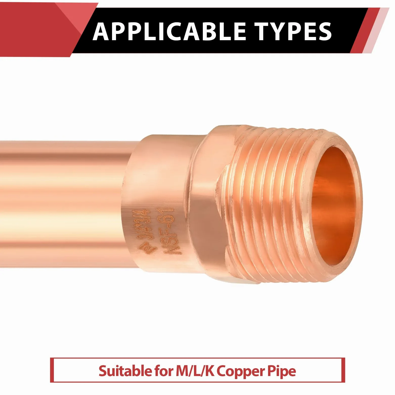 10 adaptadores EFIELD macho de cobre de 3/4 pulgadas C x MIP | Accesorios de fontanería de cobre con conexión de soldadura por sudor, COPPER061 (10)