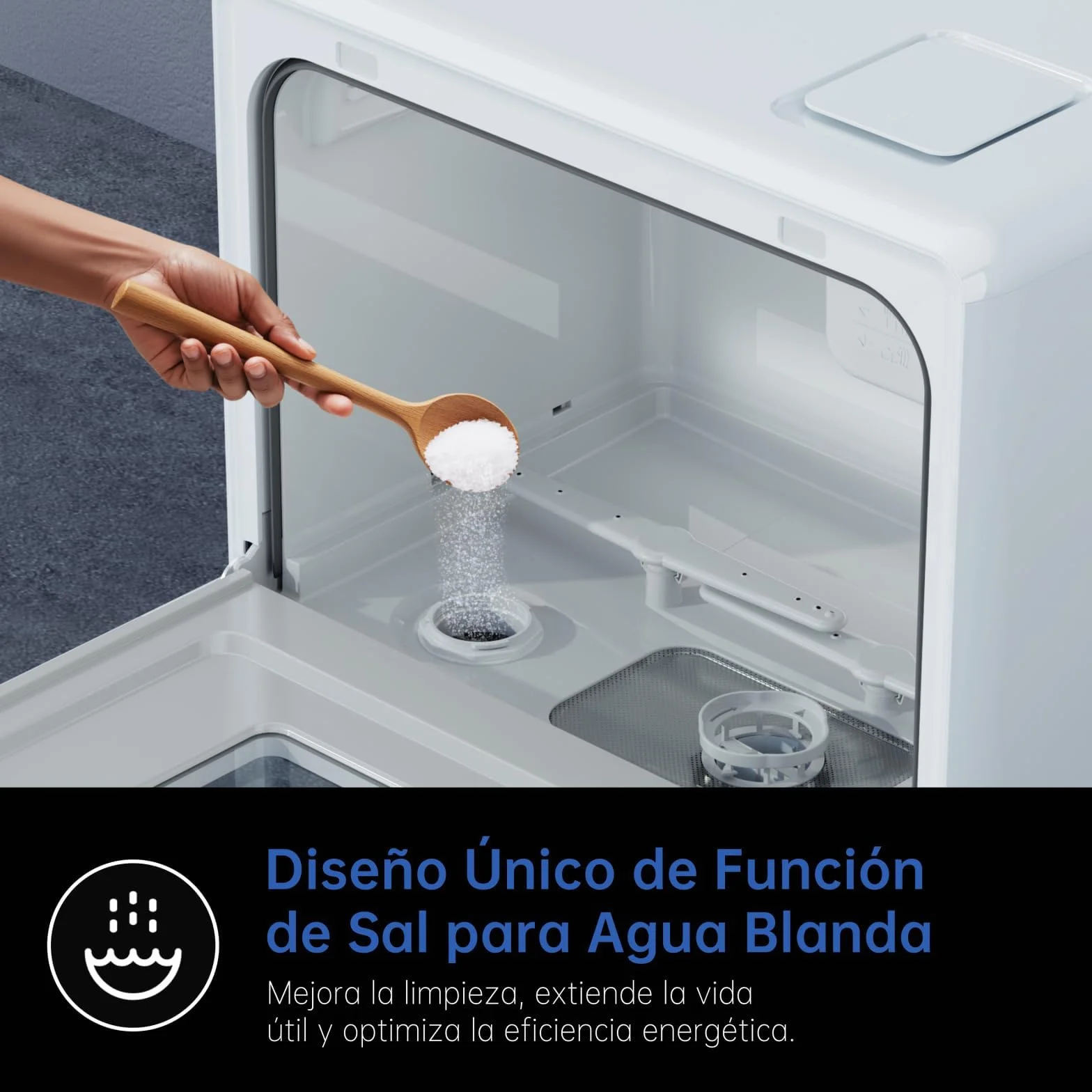 AIRMSEN Lavavajillas Portátil Pequeño 7+2 Programas Sal Absoftante Depósito 5L Control Táctil Pantalla LED Blanco