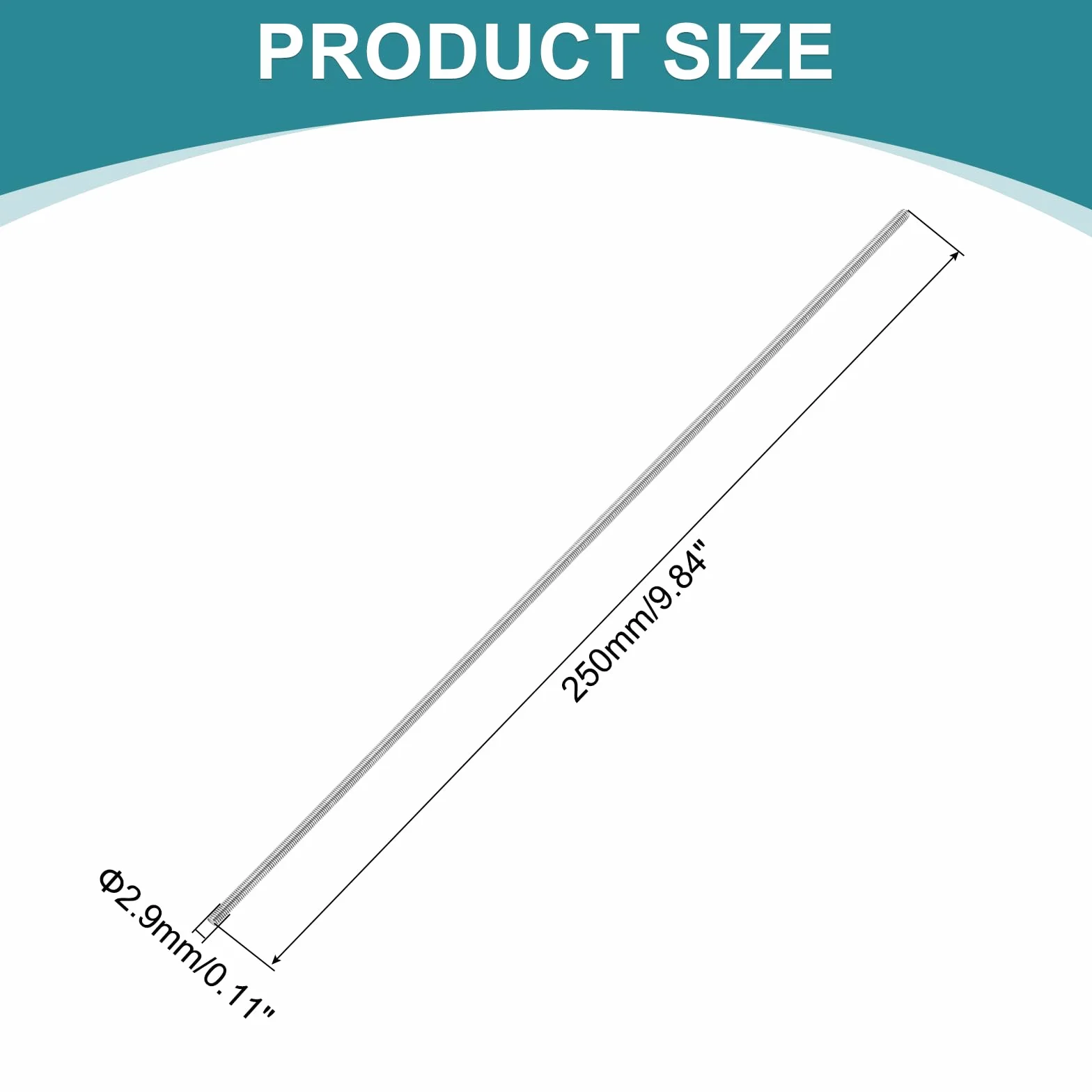 QUARKZMAN M3 x 250mm 304 Stainless Steel Threaded Rods 5-Pack with Nuts and Washers