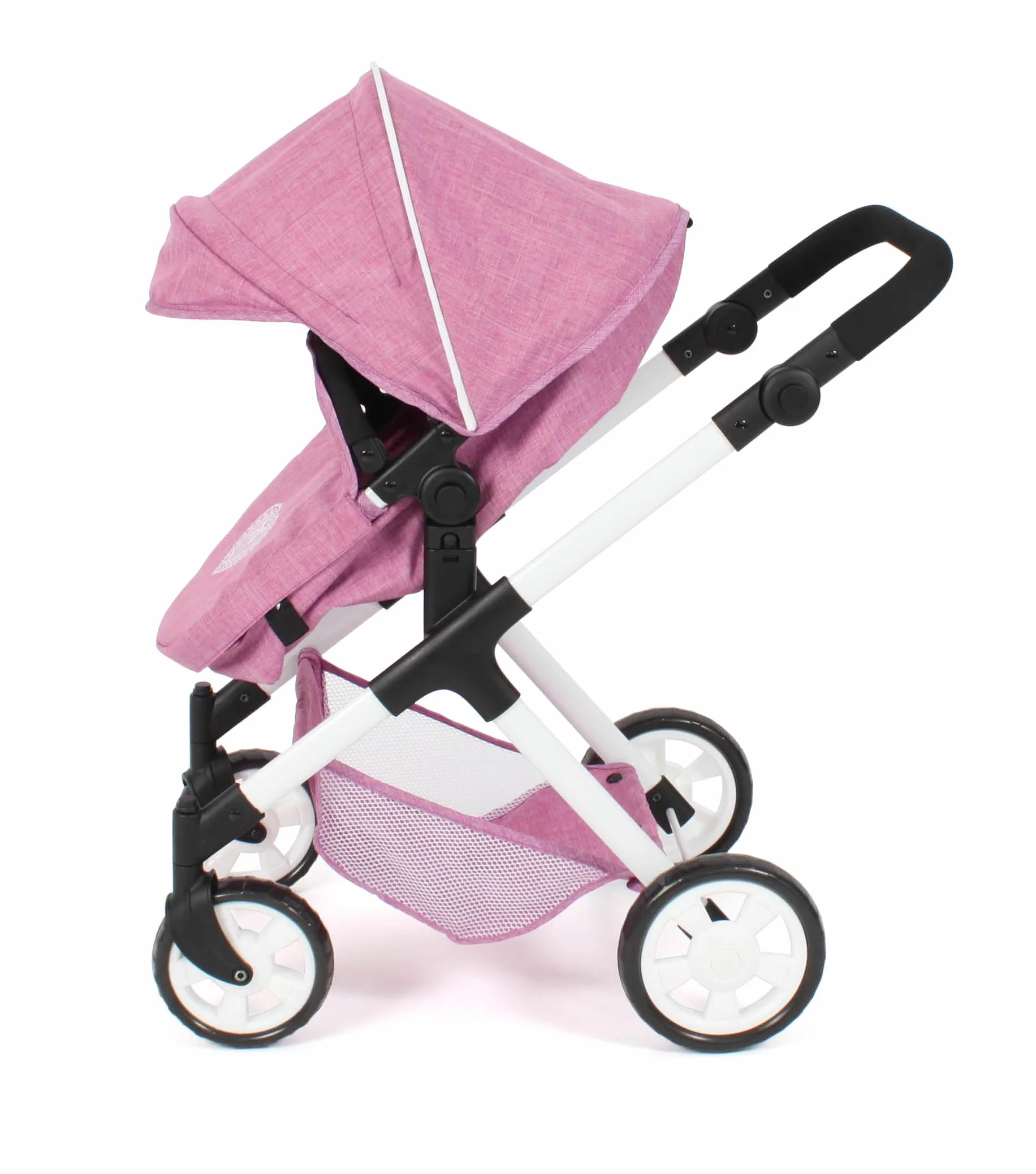 Bayer Chic 2000 Cochecito para muñecas Mila 2 en 1 Rosa Vaquero Mango Ajustable 39-72 cm 50 cm 3-7 años