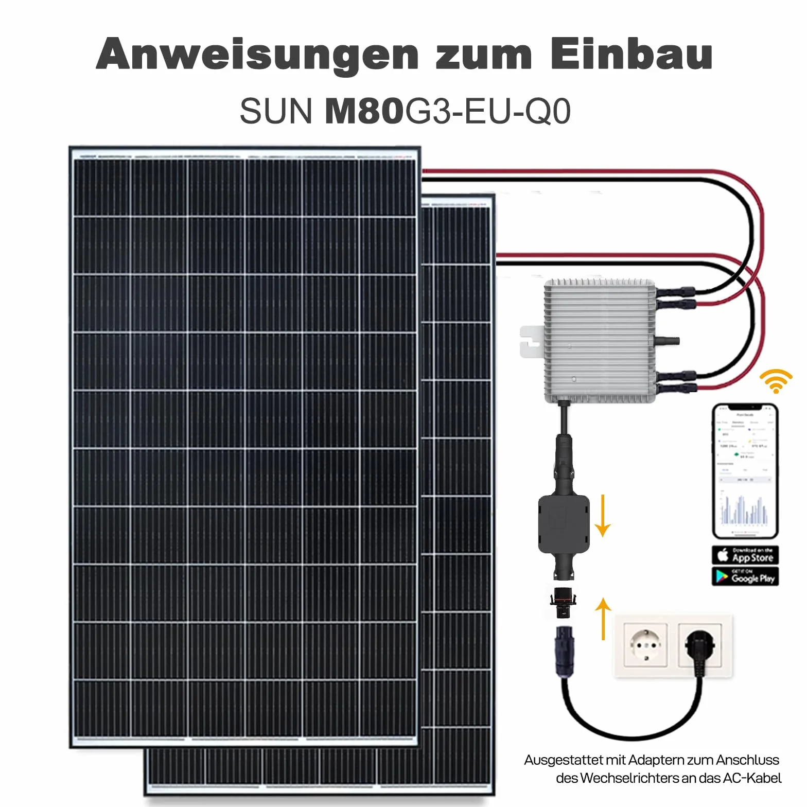 enjoy solar Deye Microinversor DC 20 V-60 V a CA 220 V-230 V, módulo WiFi integrado tipo de protección IP67, ideal para centrales eléctricas de balcones y sistemas Mini fotovoltaicos (SUN600G3-EU-230)