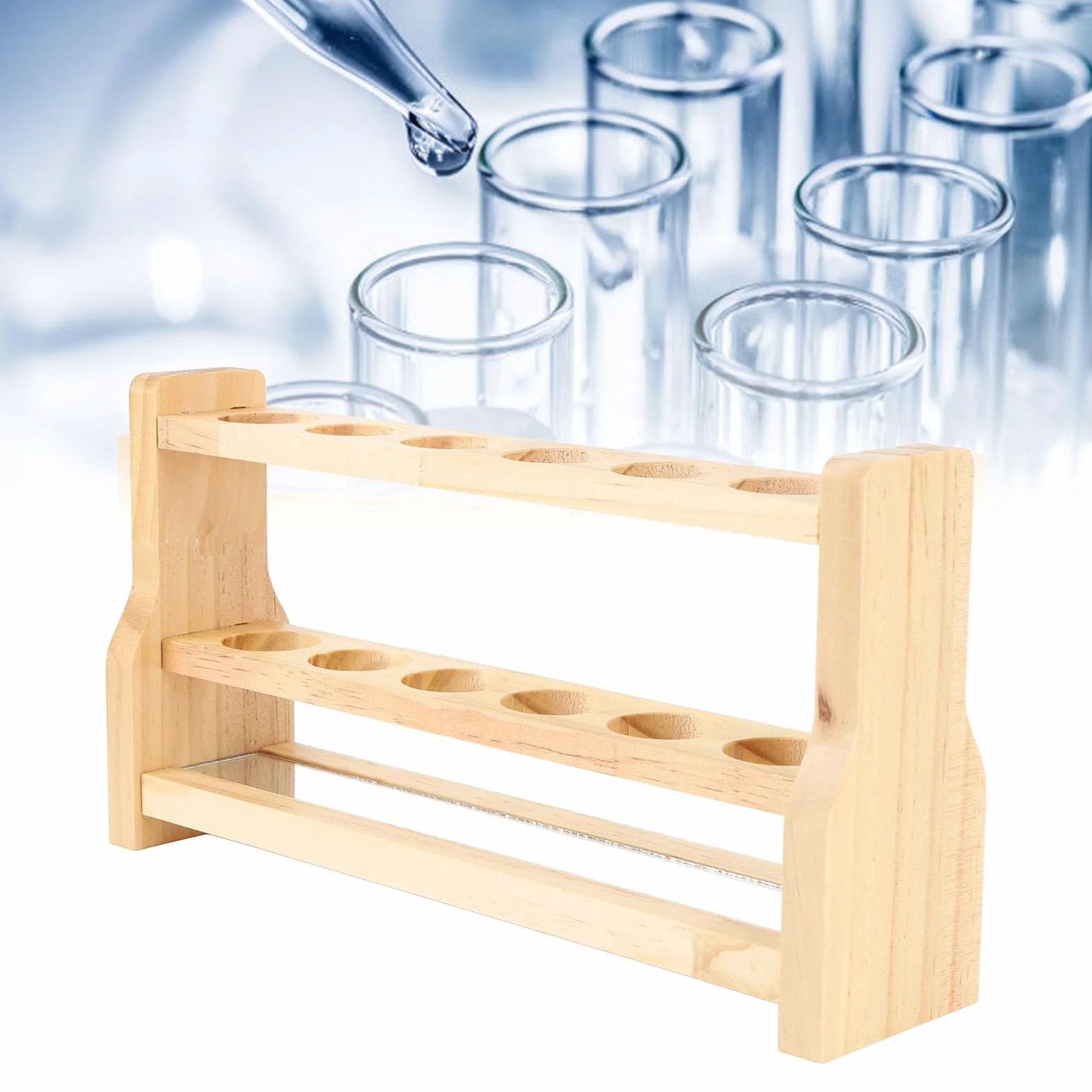 Soporte de Madera para Tubos de Ensayo 31mm Almacenamiento Científico