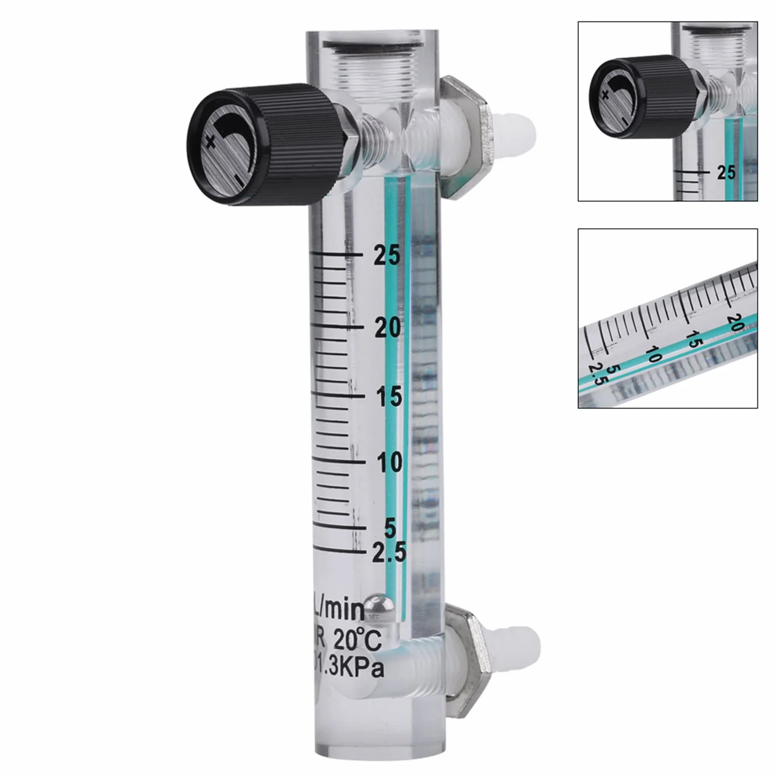 Gasdurchflussmesser 2.5-25LPM mit Regelventil für Sauerstoff/Luft/Gas
