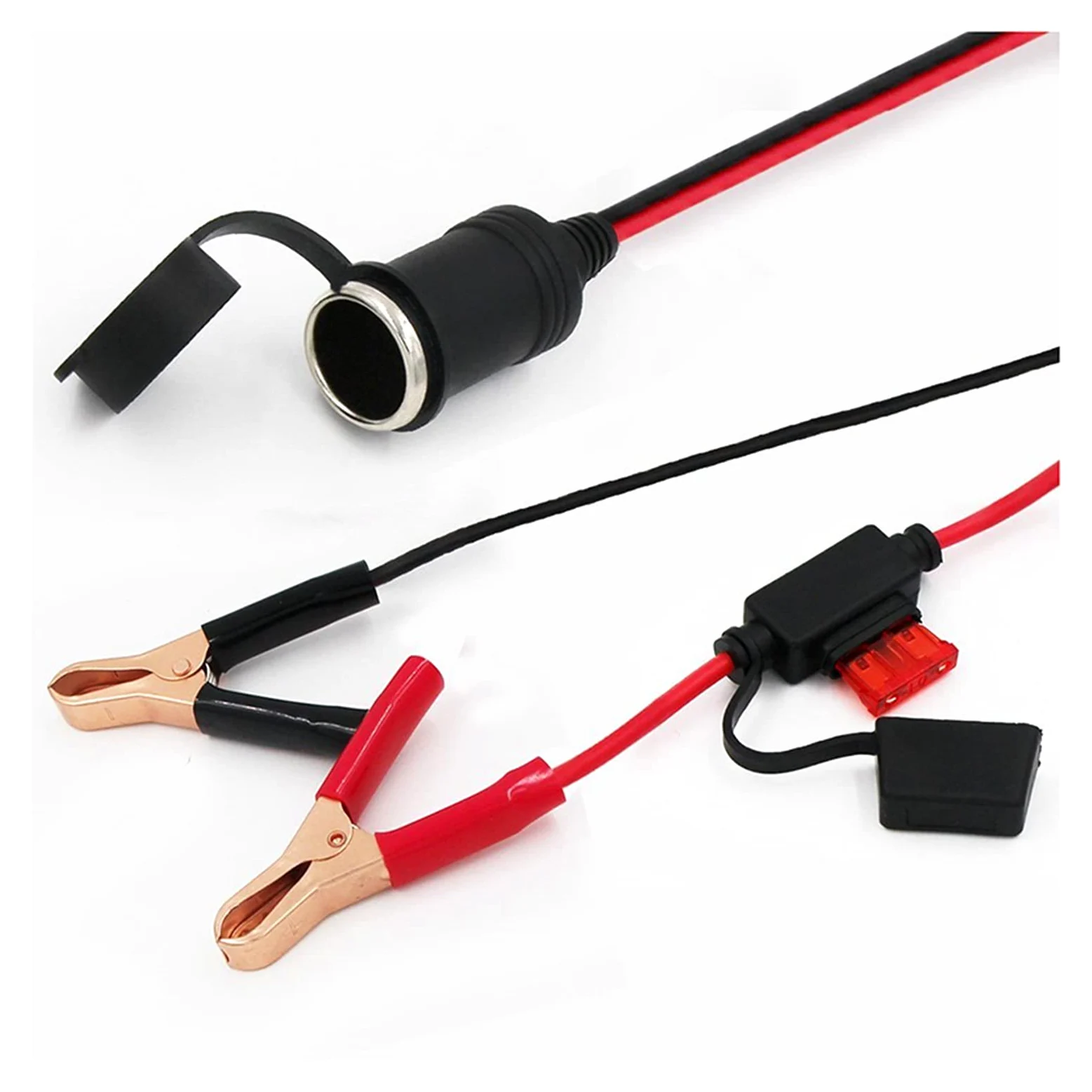 Adaptador Hembra for Encendedor de Cigarrillos de Coche, 2 pies, 12V, 24V, Pinzas de cocodrilo de 10A, Cable de extensión con Clip for batería de Coche