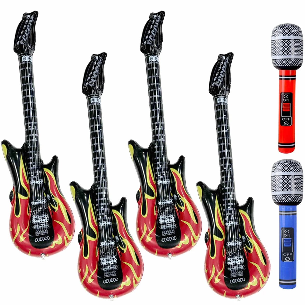 Guitarra Inflable 100cm Disfraz para Niños 6 Piezas