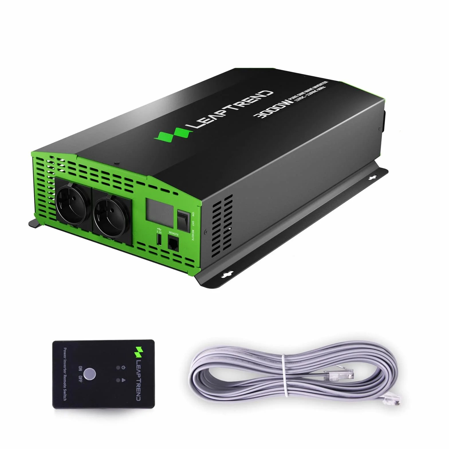 Leaptrend 3000W inversor de Onda sinusoidal Pura 12V DC a 220V AC para el hogar, RV, Camiones, Marina, Camping al Aire Libre, Off Grid inversores solares con Pantalla LCD Convertir sobretensión 6000W