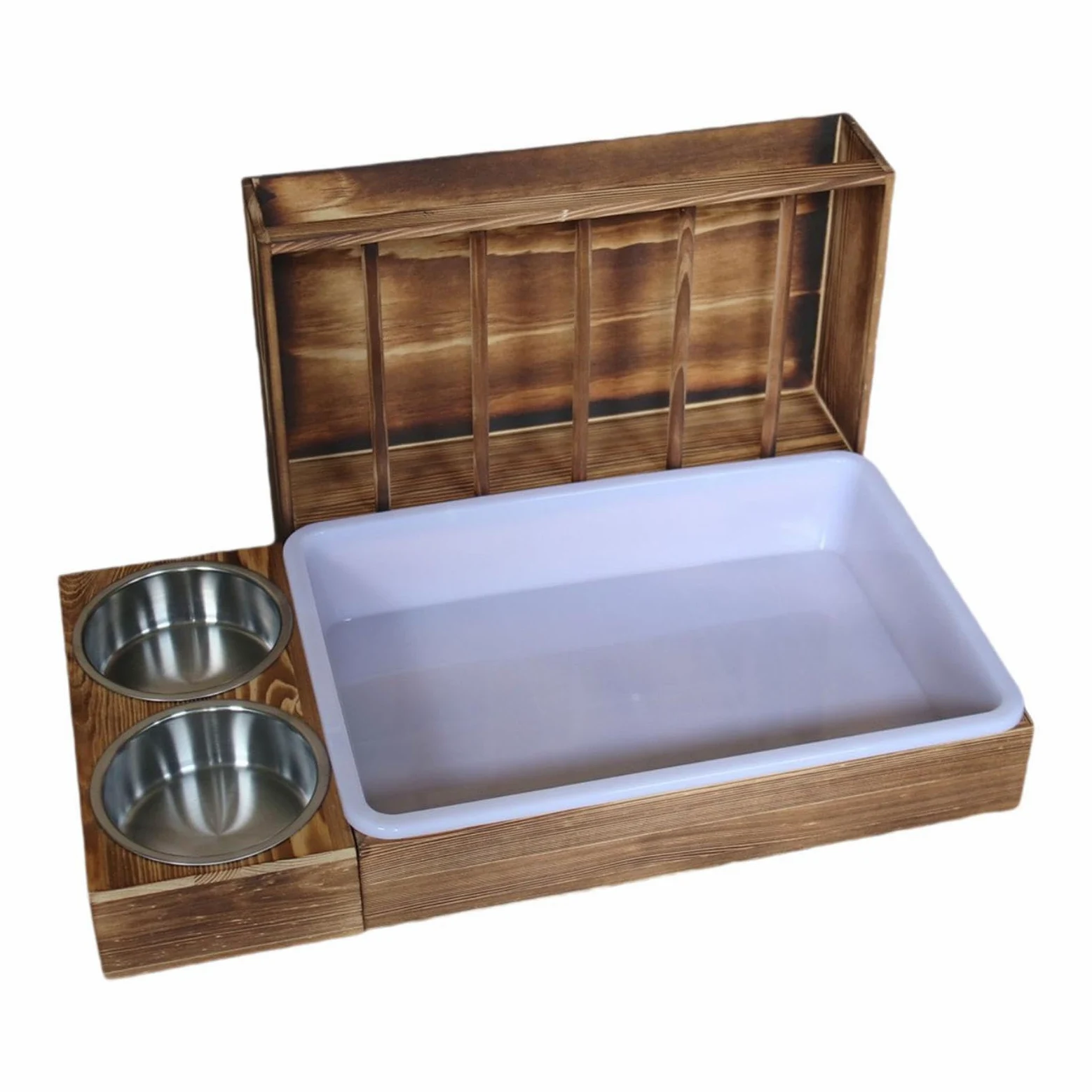 Comedero 3 en 1 para Conejos con Bandeja Sanitaria, Caja de Arena, para Hámster, Cobaya, Chinchilla Y Comederos para