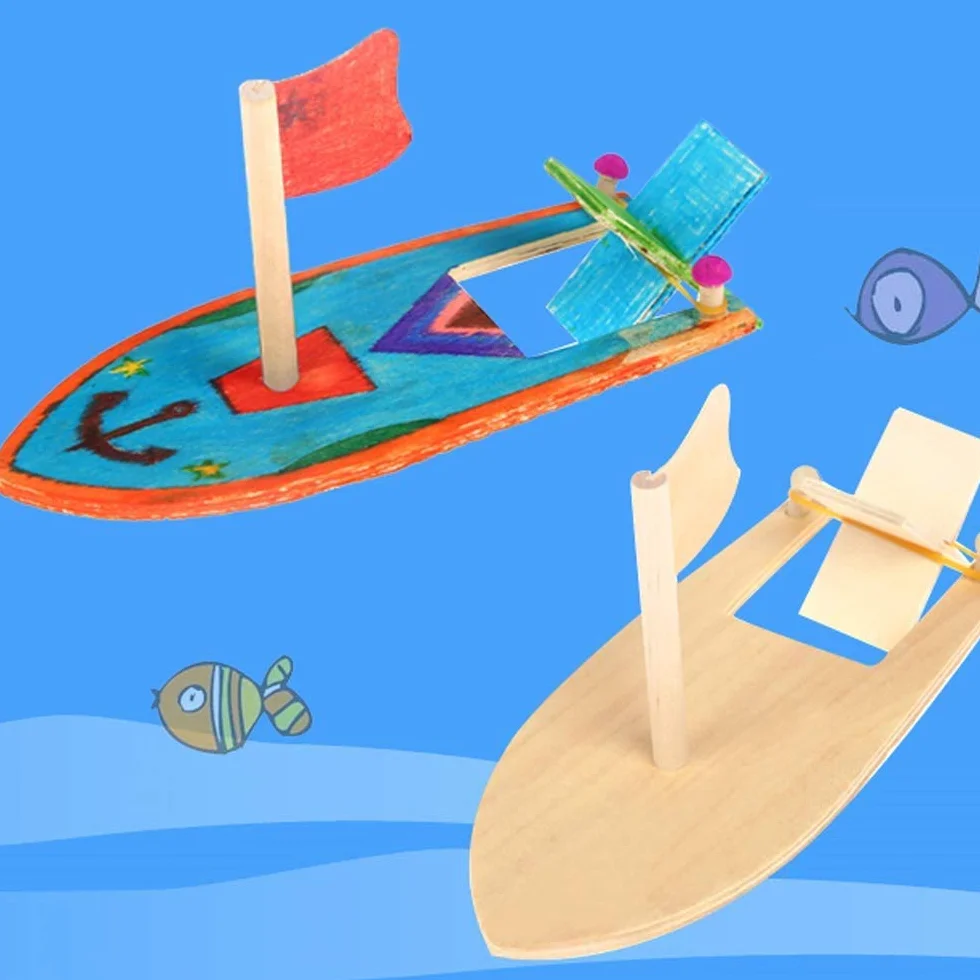 Velero de Madera para Niños 8 piezas Mini Veleros Modelos Bricolaje Acuático