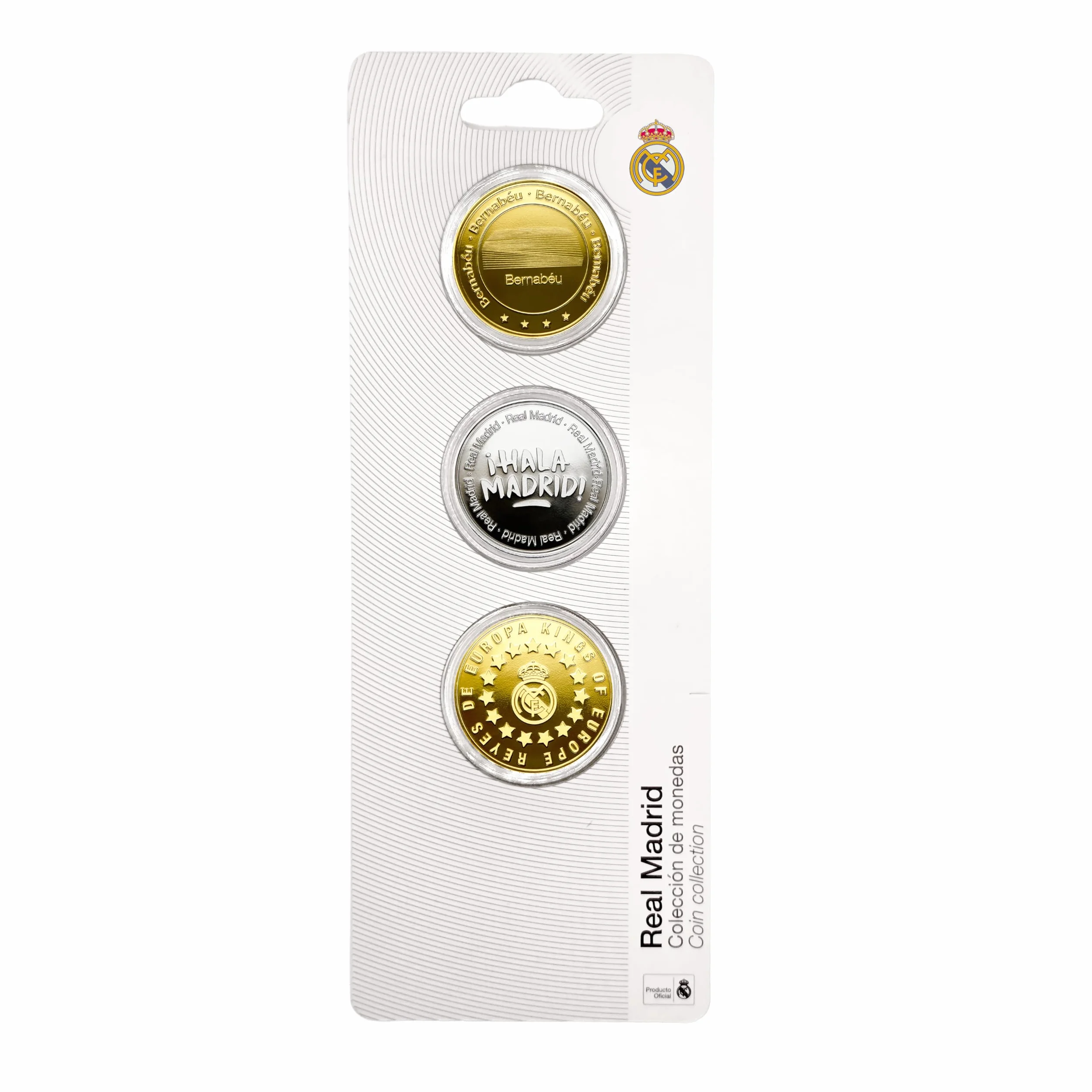 Real Madrid Pack de 3 Monedas Edición Especial Reyes de Europa Oro Níquel Estadio Bernabéu Dorado Coleccionable Oficial