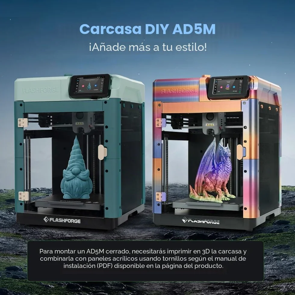 FLASHFORGE Adventurer 5M Impresora 3D, impresora de Nivelación totalmente automática, impresión de alta velocidad 600mm/s, estructura XY central, tamaño de impresión grande 220*220*220mm