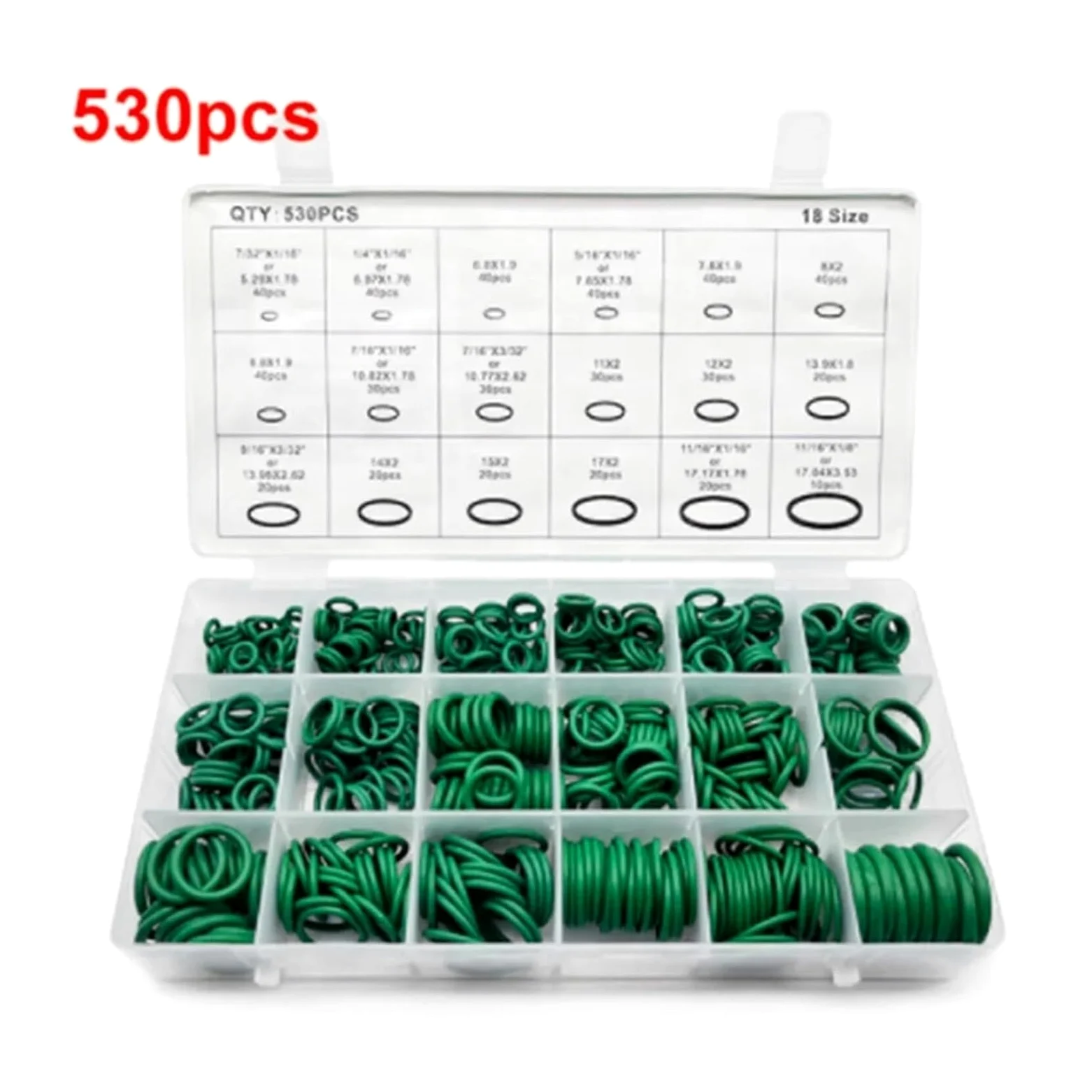 Junta tórica de Goma, Juego de Anillos de Sellado de 18 tamaños, Juego de Arandelas de Juntas de Aire Acondicionado R134a(270PCS)