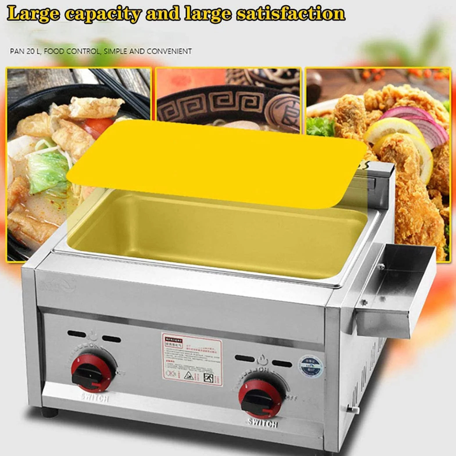 YSDQ Freidora Profesional de Gas Comercial, freidora de Restaurante de Cocina de Escritorio de Acero Inoxidable Gran Capacidad con Cesta para Frer, para Uso Comercial y Domstico