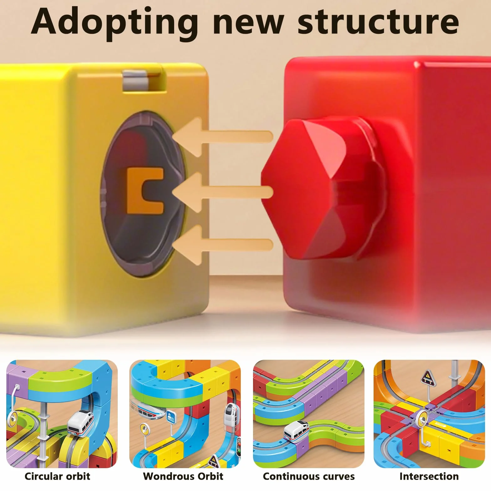 Clickrail Juego de pista de cubo eléctrico magnético con rieles anti-gravedad, bloques de construcción Cubix 3D (81 unidades)