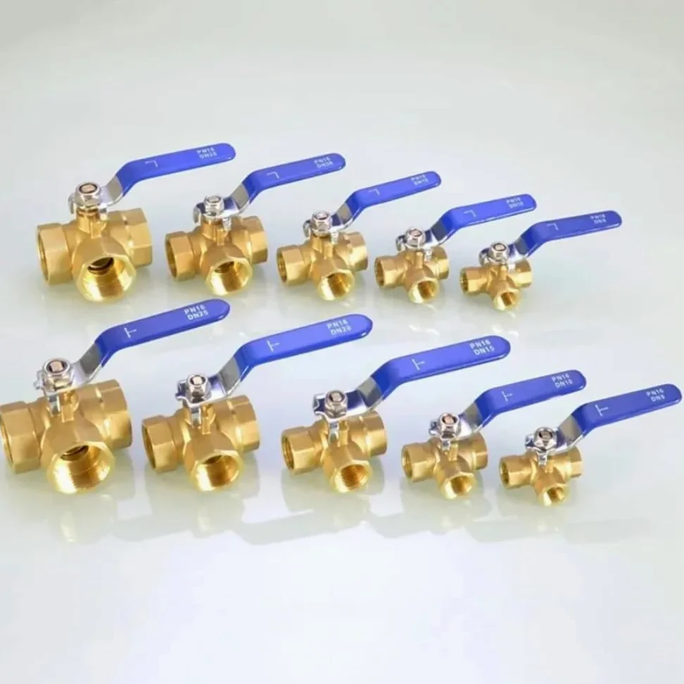 Llave de paso agua 1/4 "3/8" 1/2 "3/4" 1 "BSPP igual hembra latón Tee 3 vías L-Port T-Port Ball Vavle agua Gas aceite hogar jardín(1",L-Port)