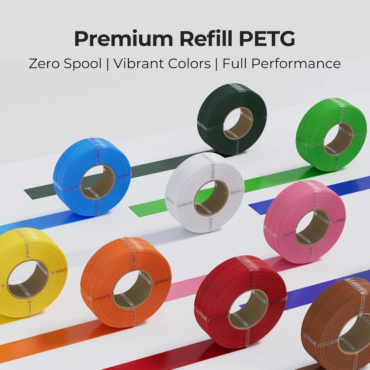 Creality filamento PETG recarga 1,75 mm, filamento para impresora 3D sin bobina CR-PETG, negro, pack de 10 unidades