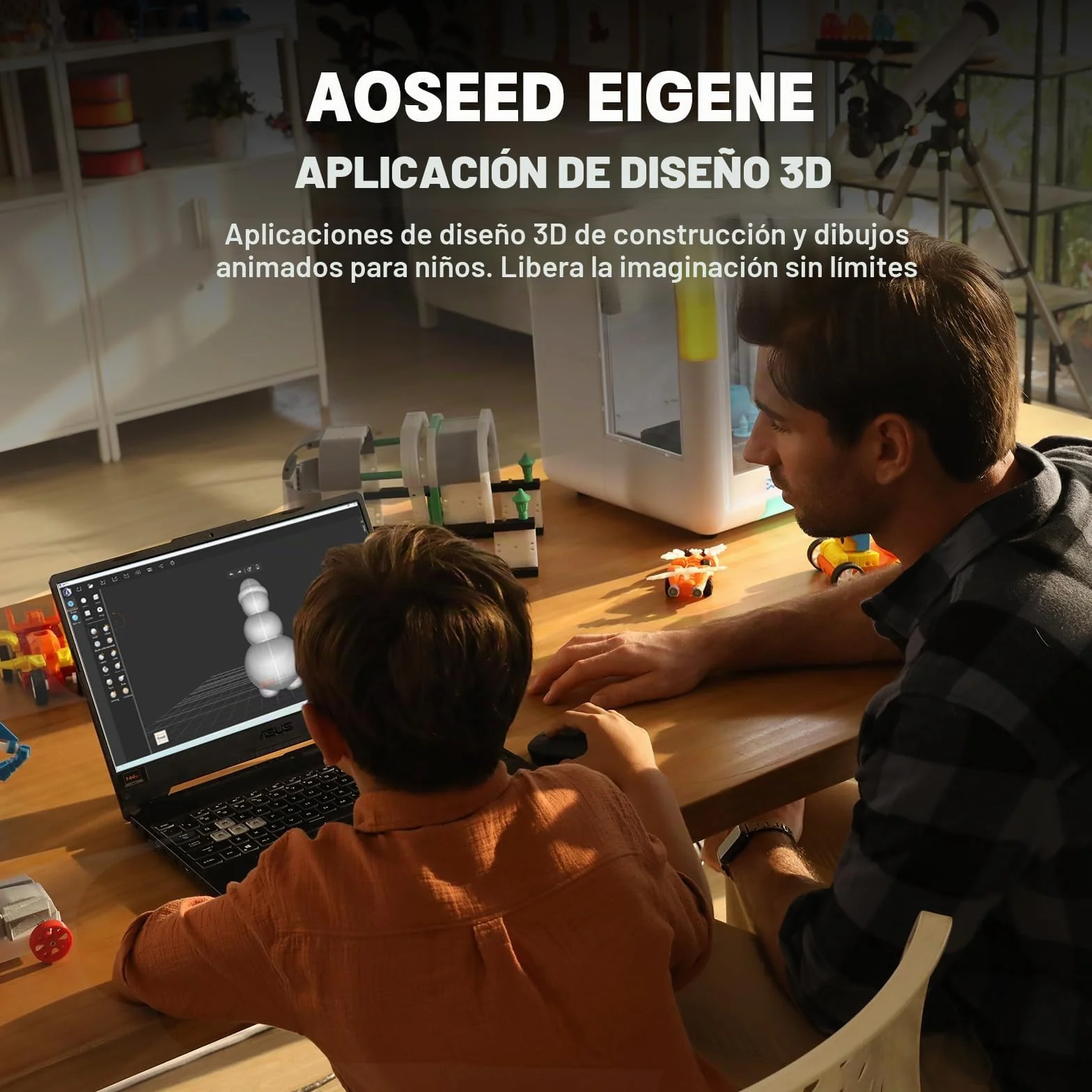 X-Maker - Impresora 3D con aplicación de diseño, totalmente cerrada, aplicación de diseño de IA, amplia colección de plantillas de juguetes 3D, con más de 15 módulos de diseño mini 3D, cambio rápido