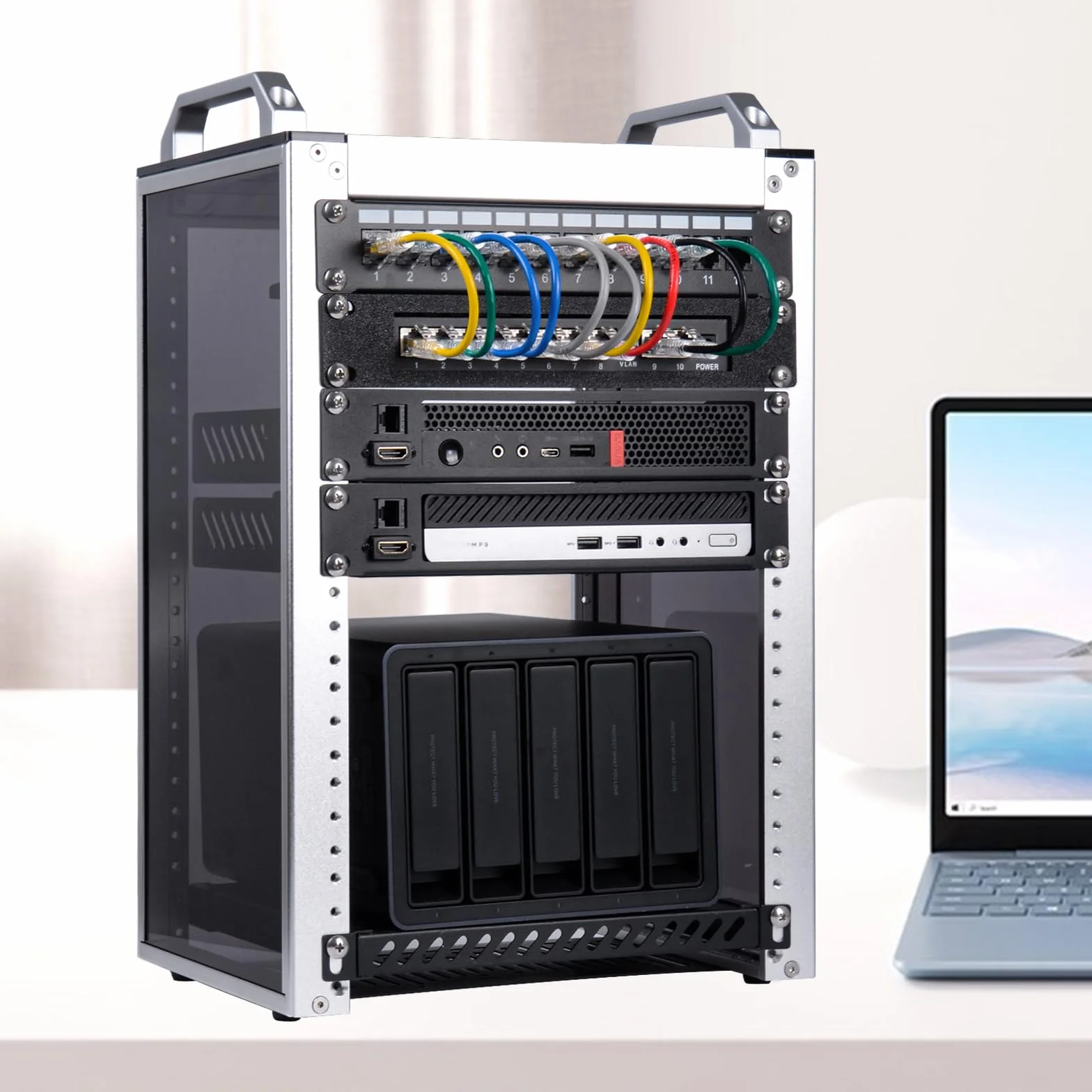 GeeekPi 12 puertos panel de conexión Cat6 1U montaje en rack con acoplador Keystone gestión de cables para DeskPi RackMate T1 T0 T2 Plus