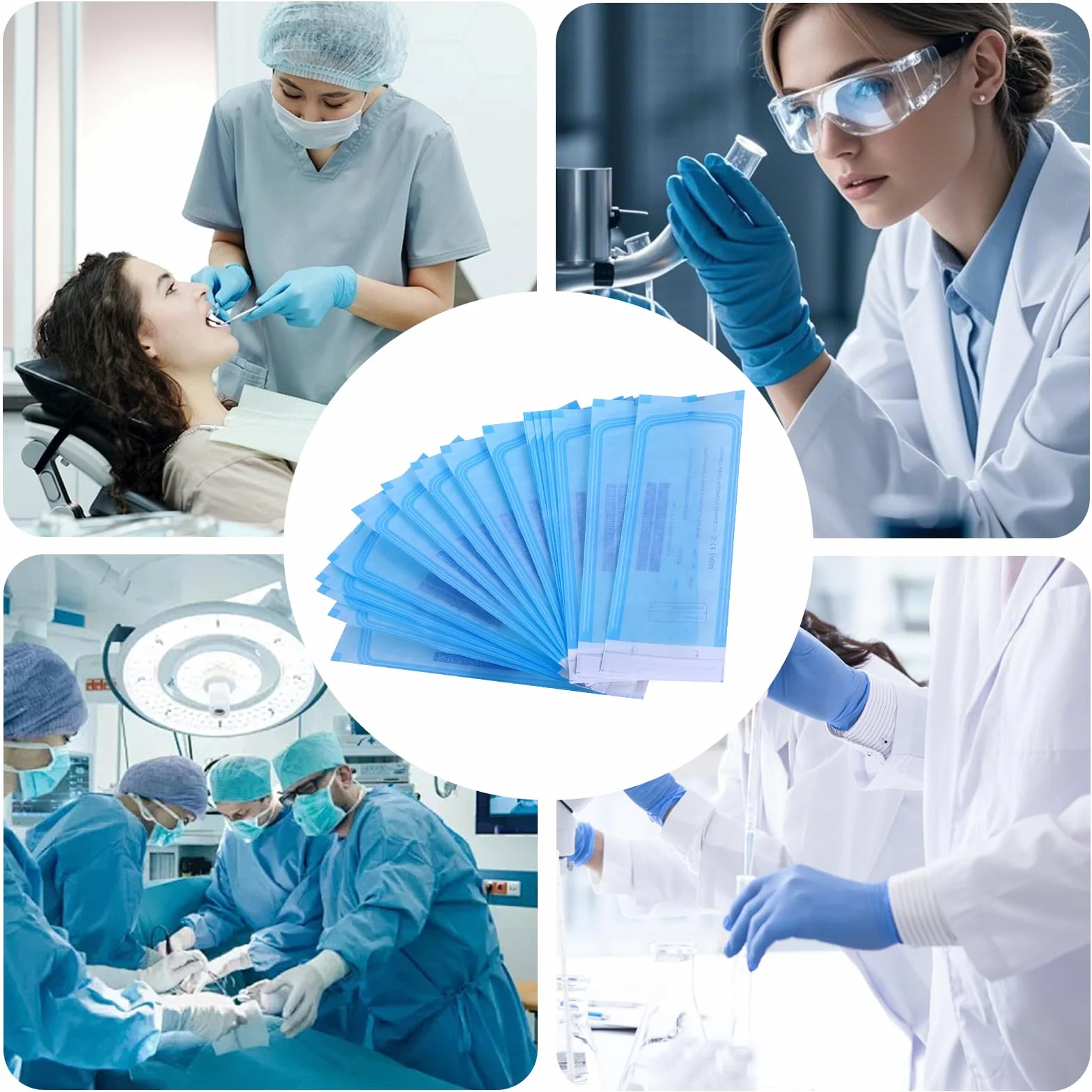 Bolsas de Esterilización Autoselladoras 200 uds 135x280 mm Desechables para Dentistas
