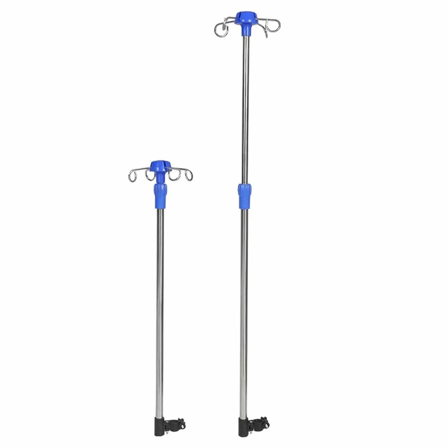 Soporte IV de Acero Inoxidable para Silla de Ruedas, Soporte para Bolsa IV, 4 Ganchos, Soporte para infusión Ajustable en Altura, 2 uds.