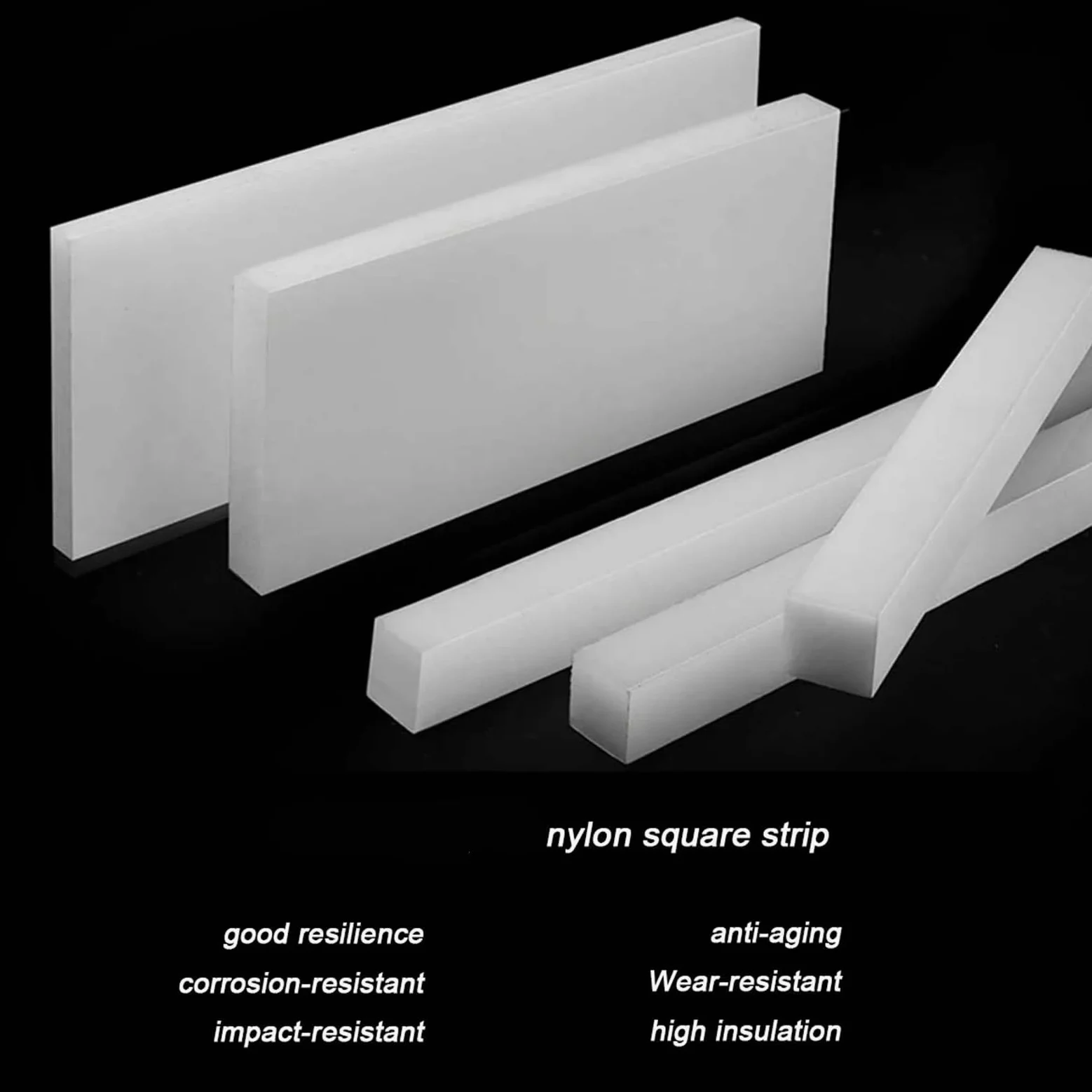 Varilla nylon Desgaste - proceso plástico de nylon blanco resistente del cojín perforación bloque Rod PA66 la barra cuadrada(White,1pcs 15x300x300mm)