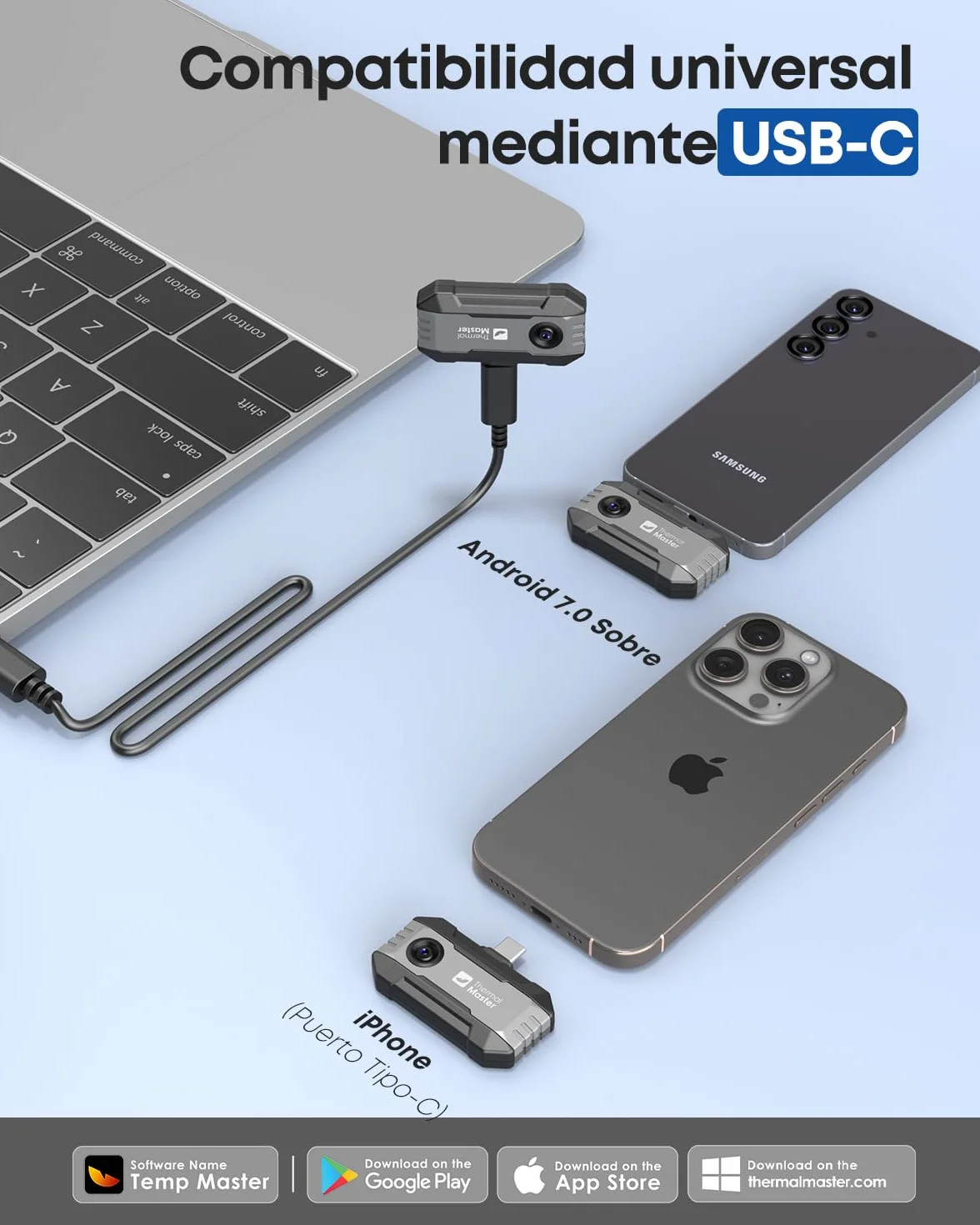 Cámara térmica Thermal Master P1 para iPhone 15/16 y Android, cámara infrarroja térmica con resolución IR X³ 320x240, -20℃-600℃, inspección del hogar, zoom 15x