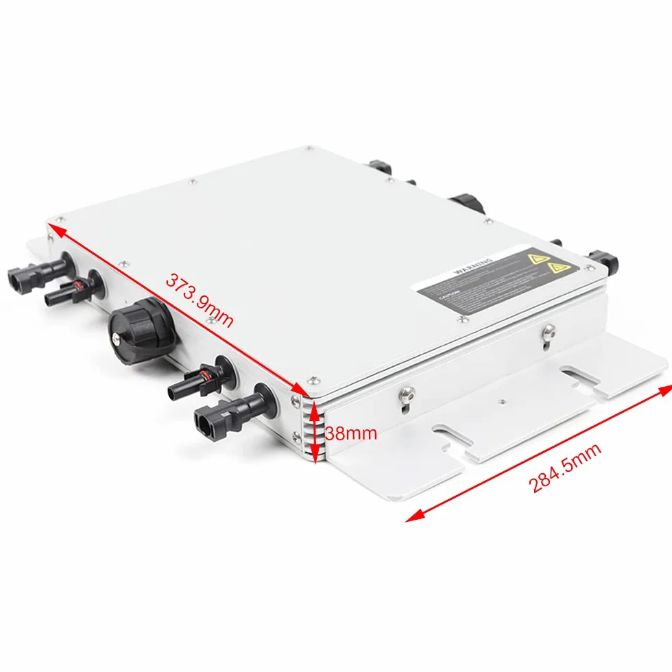 WVC-1200W 373,9 x 284,5 x 38 mm inversor 1200 W, micro inversor de red solar, inversor DC MPPT, inversor de energía para balcón