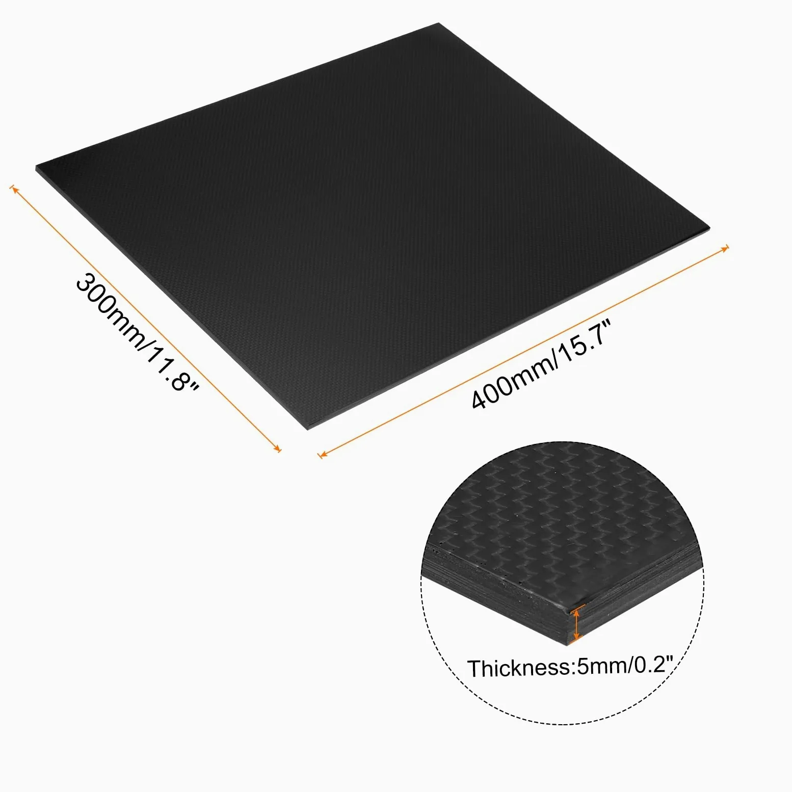 QUARKZMAN 1 Pieza de lámina de fibra de carbono 400x300x5mm Superficie brillante Placa de fibra de carbono plana extruida Panel de tejido liso para cometas Avión RC