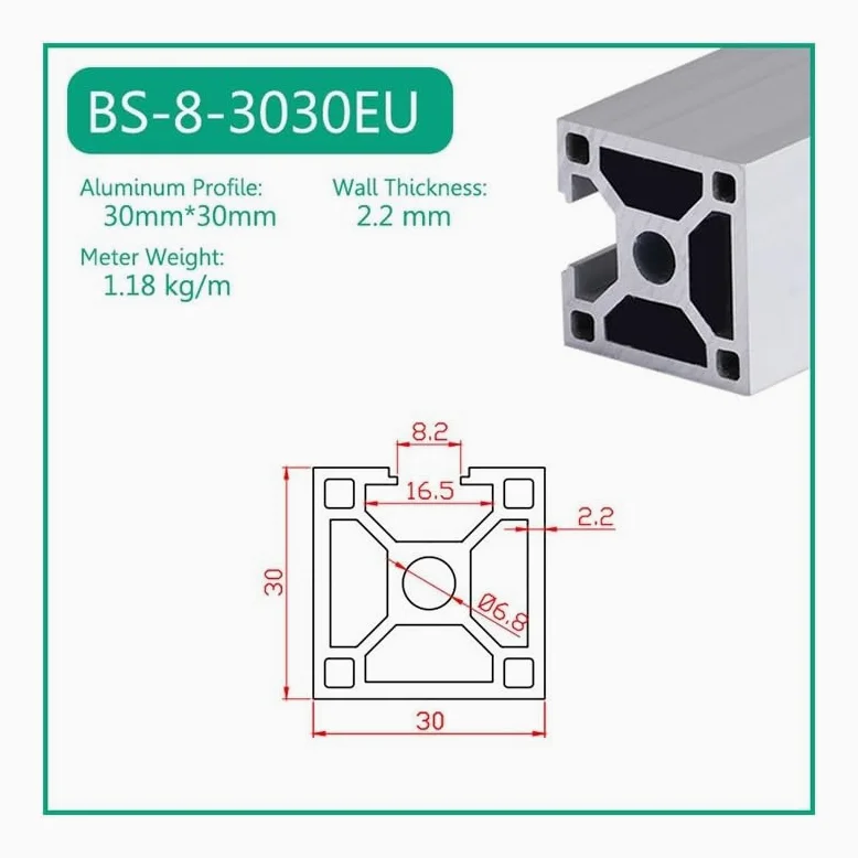 1 Unidad BS-8-3030EU Perfil De Aluminio Ranura En T Extrusión Carril Lineal Máquina Metal CNC Impresora 3D Piezas Marco DIY Serie Hecha A Medida 30(800mm)
