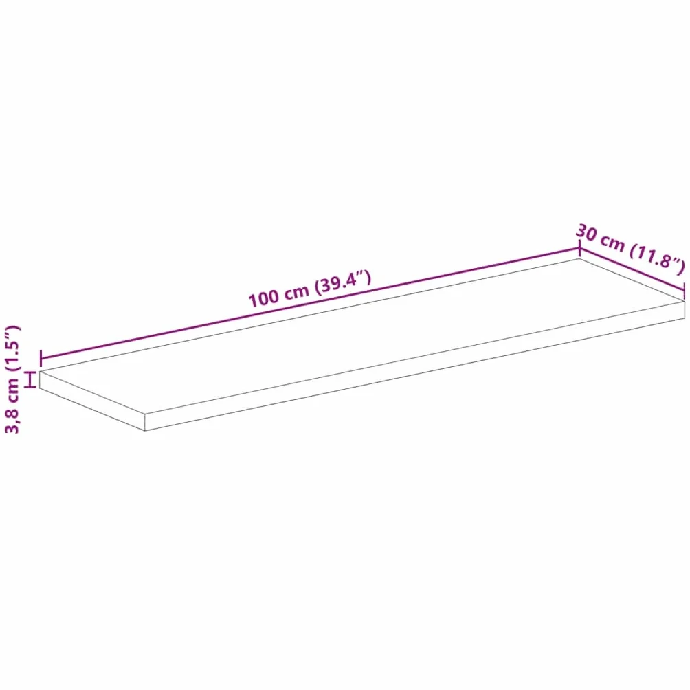 Genérico Tablero de Mesa Rectangular Madera Maciza Mango 100x30x3,8 cm,Mobiliario,Accesorios para mesas,Tableros para mesas,Marrón,8.26 kg,371503