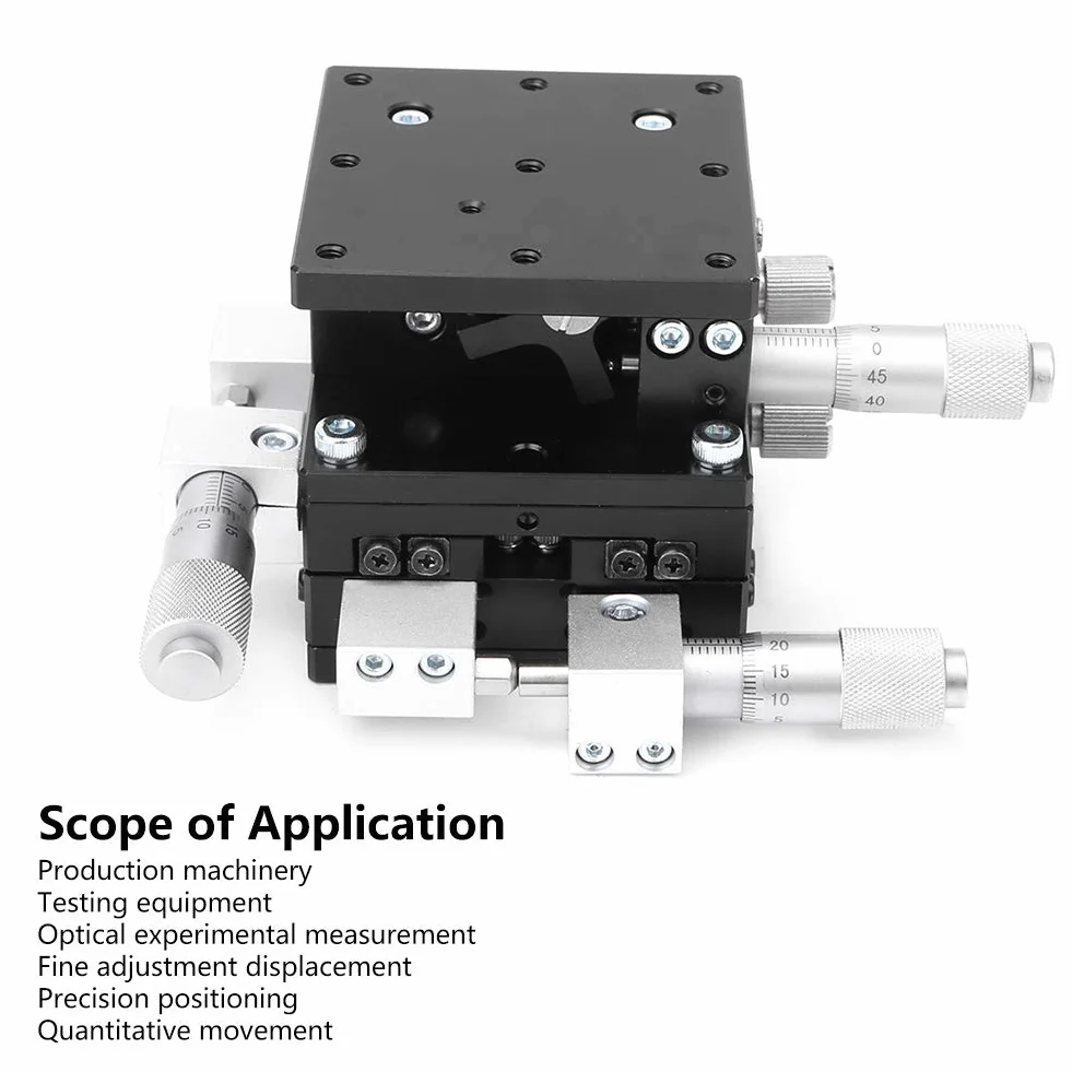 LD60-LM XYZ Plataforma de Recorte de Escenario Lineal de 3 Ejes, 60 x 60 mm Plataforma de Ajuste de Cojinete de Ajuste de Plataforma Lineal Manual Mesa deslizante