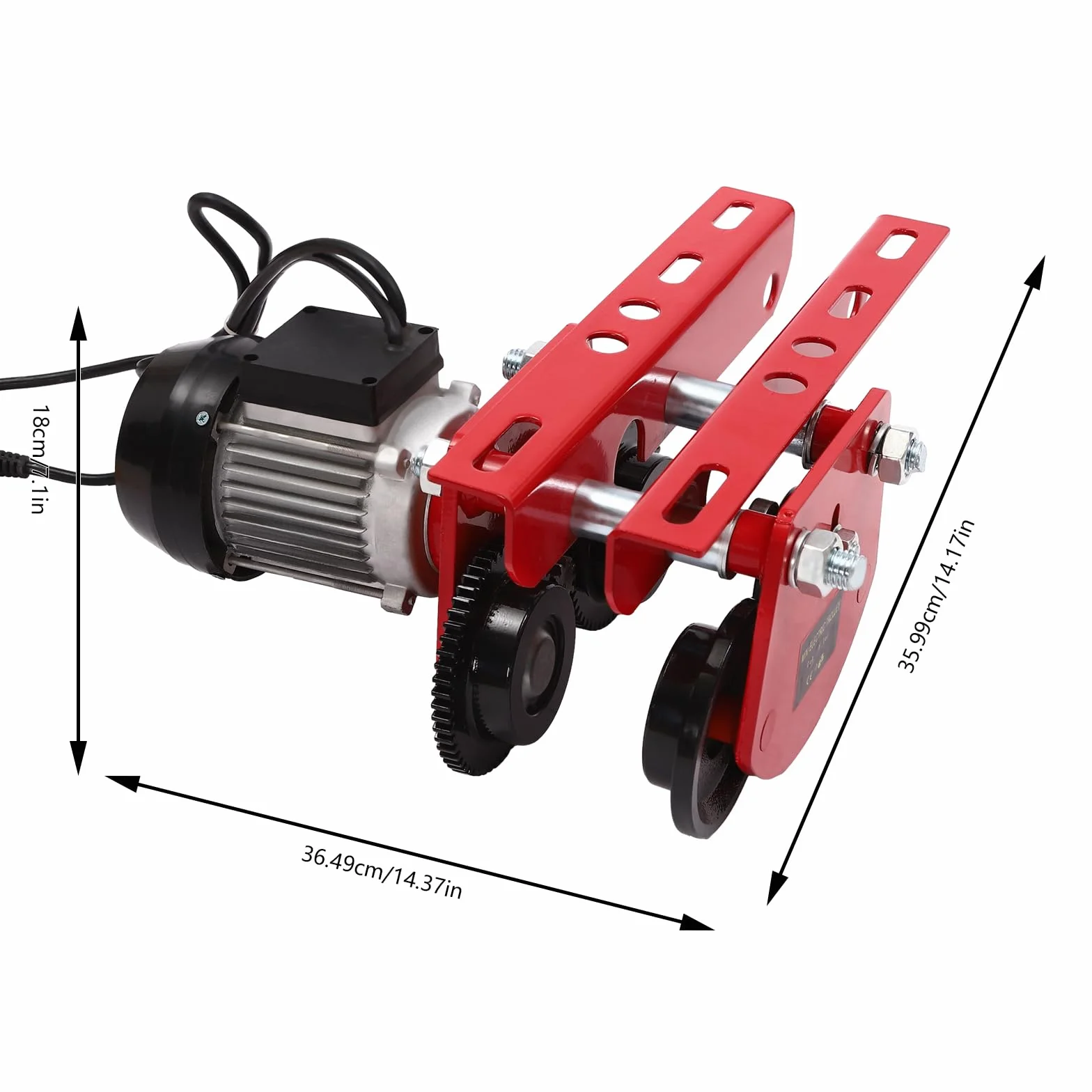 Carro eléctrico - 1000 kg máximo - 370 W - Ancho ajustable de 68 a 120 cm - Para cabrestante eléctrico - 10 m/min
