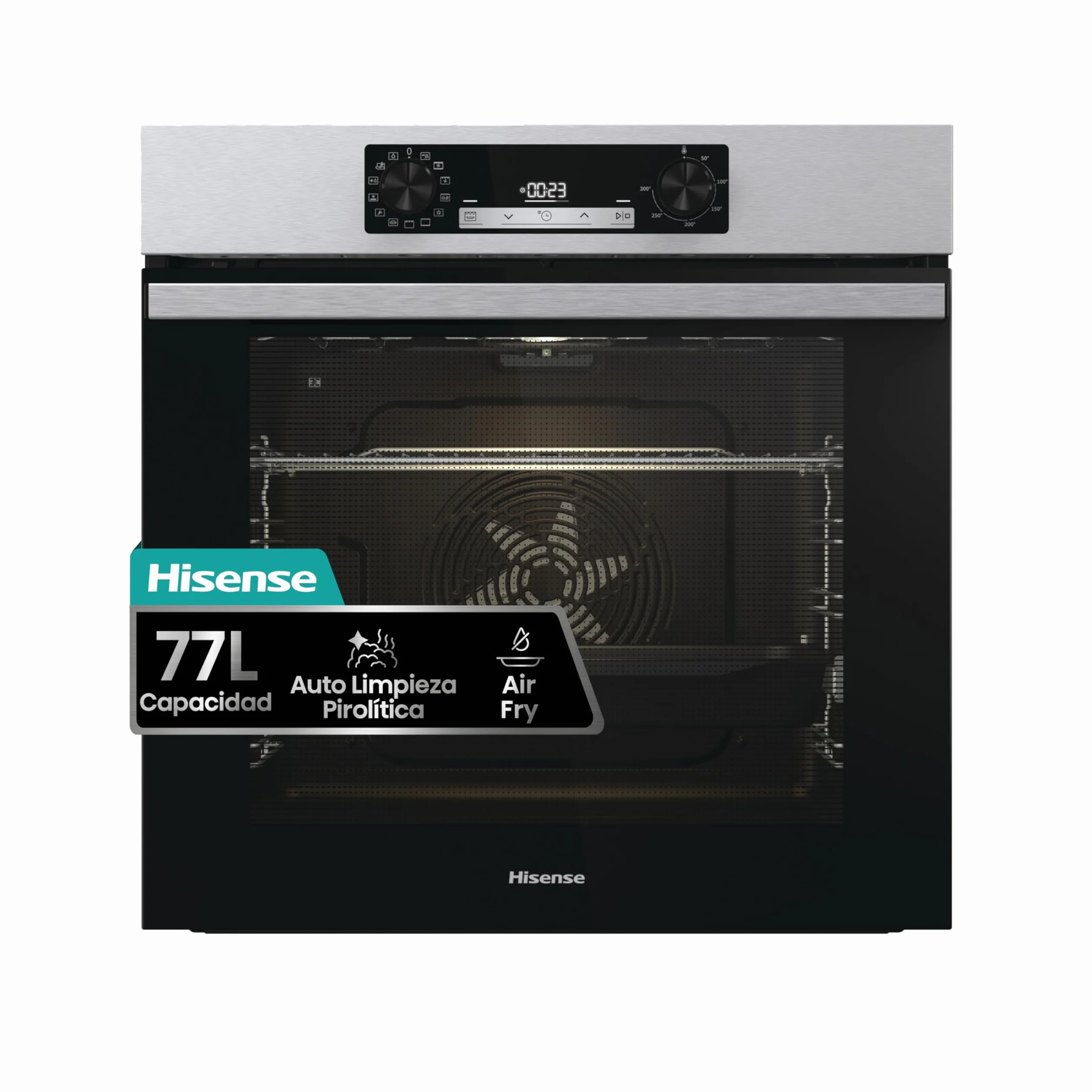 Hisense Horno Multifunción Empotrable 77L Pirolítico Guía Telescópica Air Fry