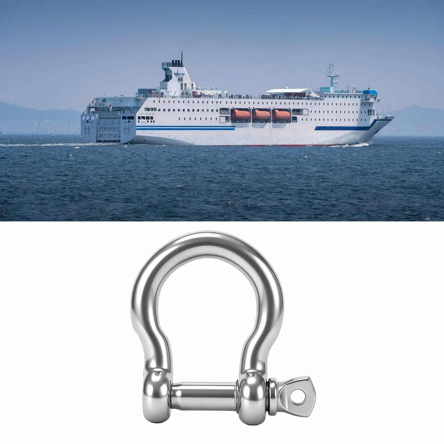Grillete de aparejo de barco de acero inoxidable 304 con tornillo de perno de tornillo, hardware para exteriores de 4 mm -M38 para amarre de remolque y tareas de utilidad al aire libre, ajuste de