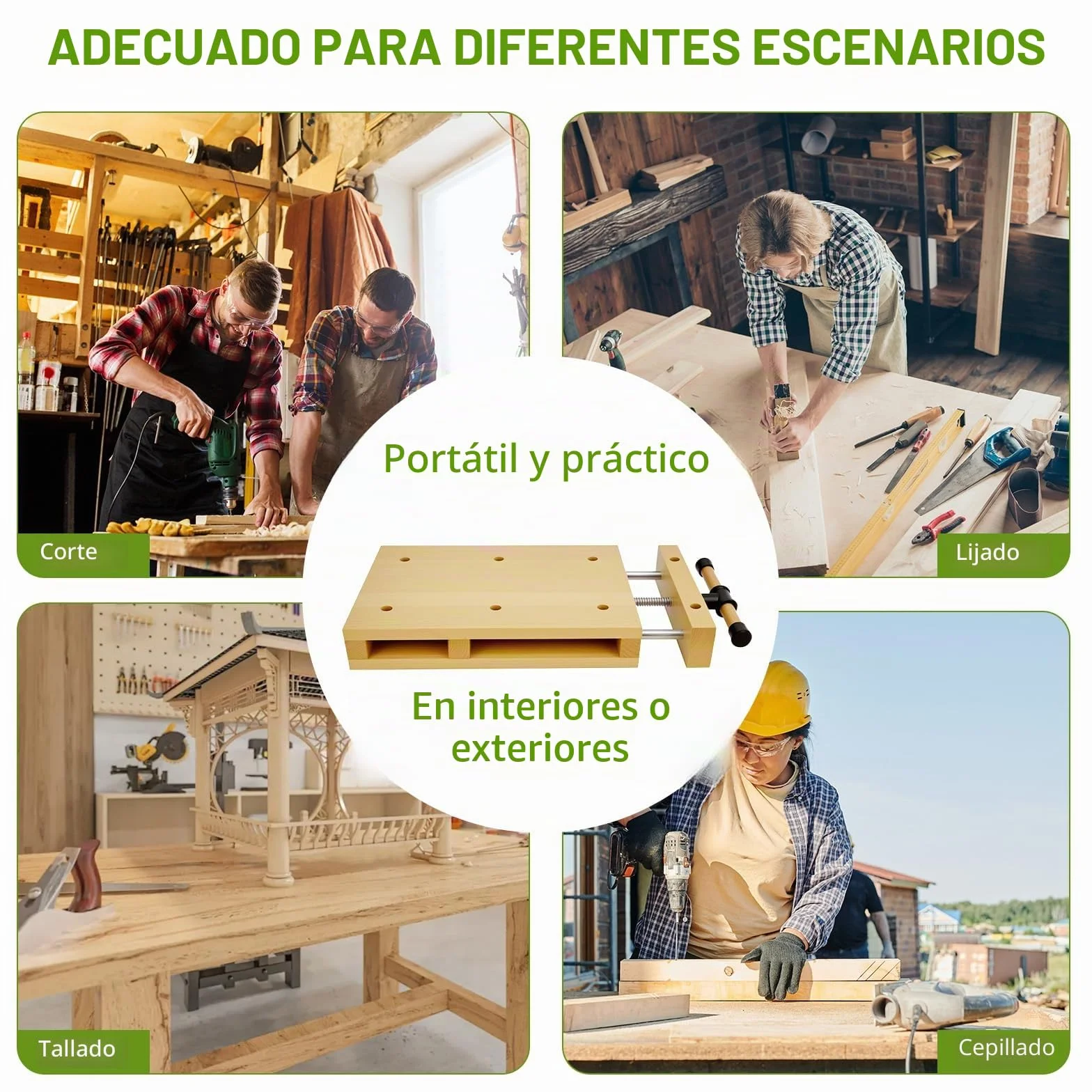 Banco de Trabajo Portátil 46,5×28×7 cm Mesa Carpintería Taller Móvil Torno Madera Tornillo de Banco