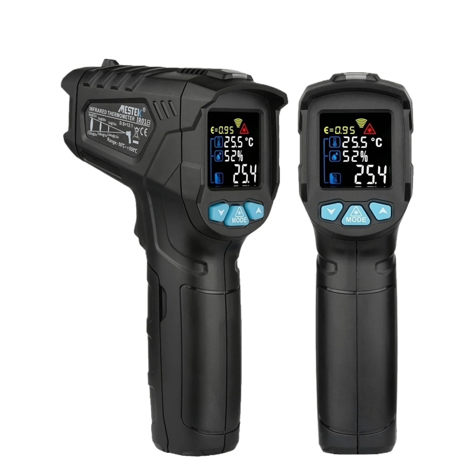 Termómetro infrarrojo digital IR01A, sensor de temperatura, pantalla colorida de alta precisión, termómetro de emisividad ajustable.(IR01C)