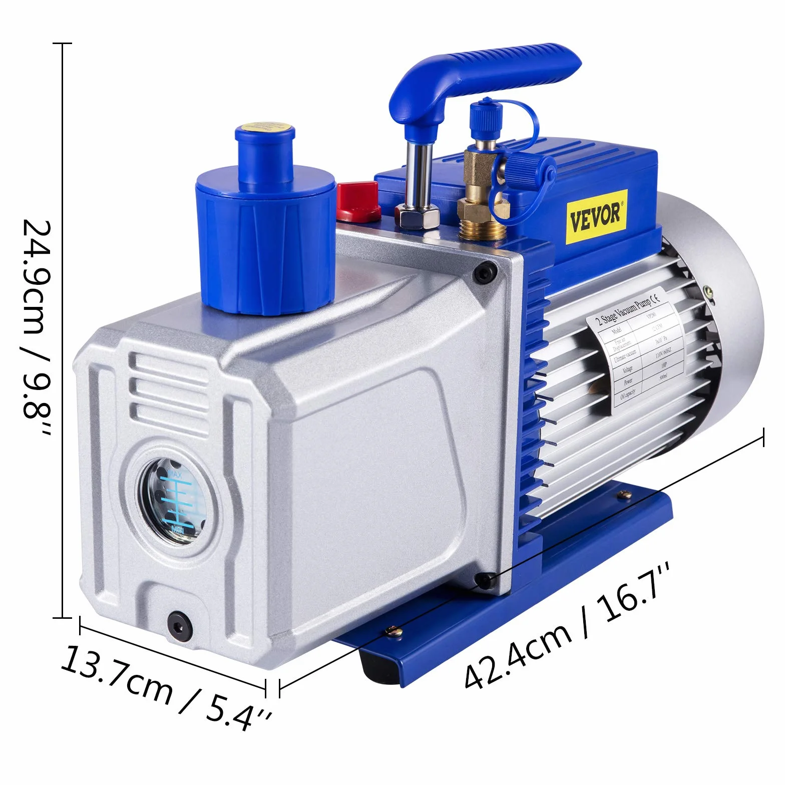Bomba de Vacío Refrigerante HVAC 220 V 2 Etapas 0.3 PA Coche AC 2 Metros