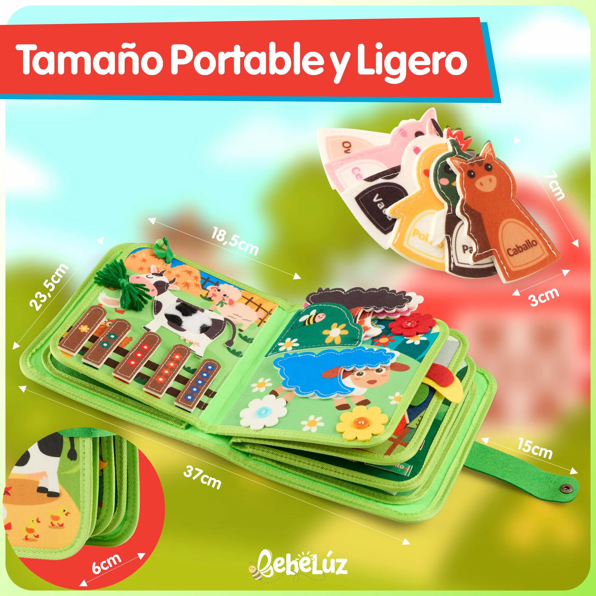 Libro Montessori en Español - Busy Board 20 en 1, Busy Book Interactivo de Animales Granja para Bebé