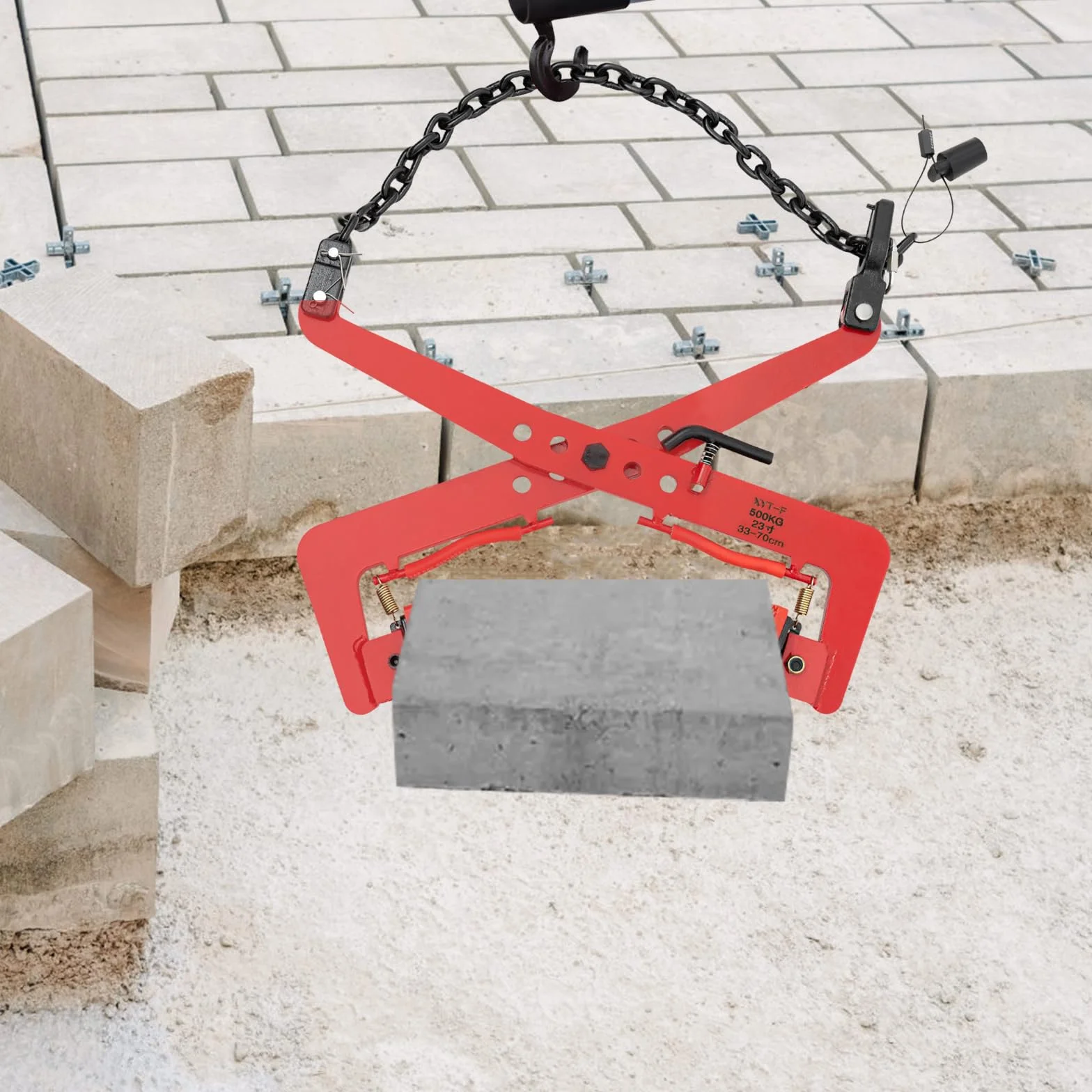 MINRS - Alicates de desplazamiento - 500 kg - Soporte de piedra y pinza de elevación para adoquines - Extractor de paletas