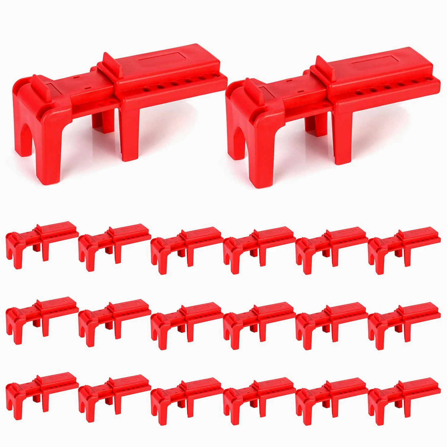 QWORK Bloqueo de válvula de bola, bloqueo de seguridad, 1/2 a 2-1/2 pulgadas de diámetro, paquete de 20, rojo