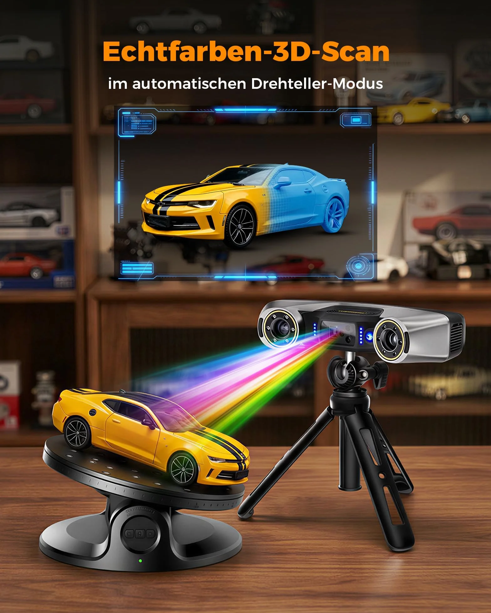 Revopoint MetroY Pro Escáner 3D Láser Azul Profesional, Alta Precisión 0,01 mm, 62 Líneas de Campo Completo, Wi-Fi 6, Ideal para Impresión 3D, Ingeniería Inversa, Modelado CAD e Inspección de Calidad