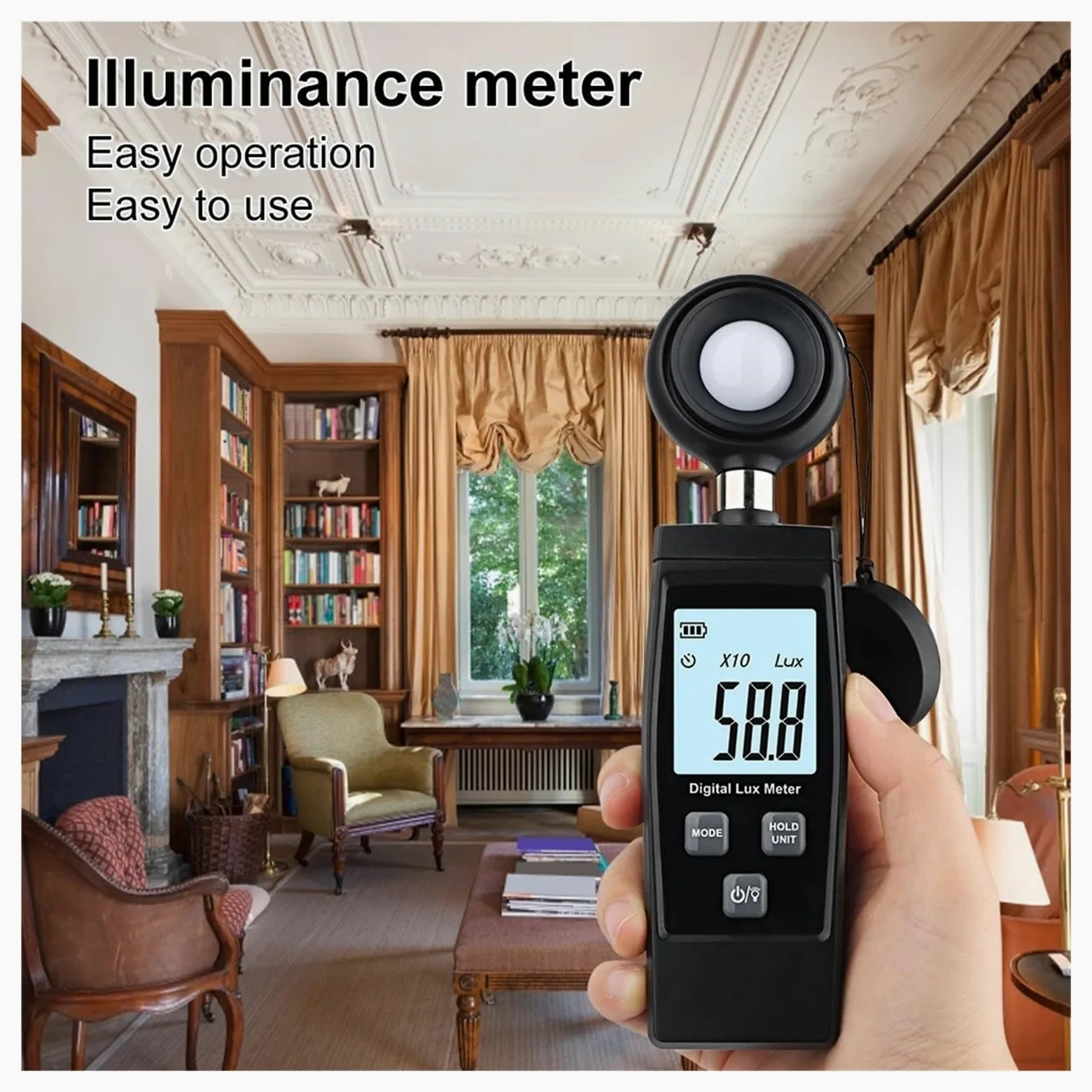 colorímetro de mano, Iluminómetro Digital De Mano, Fotómetro Con Pantalla LCD, Luxómetro 0-200000 Lux, Medidor Luz Alta Precisión, Medida Lux/FC